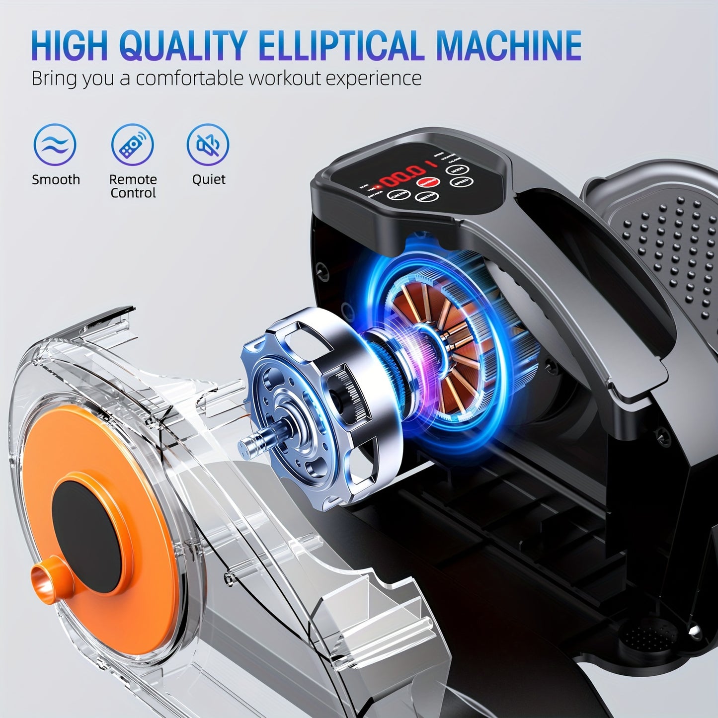 Under Desk Elliptical Machine - Fully Assembled, Quiet Portable Seated Pedal Exerciser with Remote Control & 12 Adjustable Speeds for Effortless Home Workouts