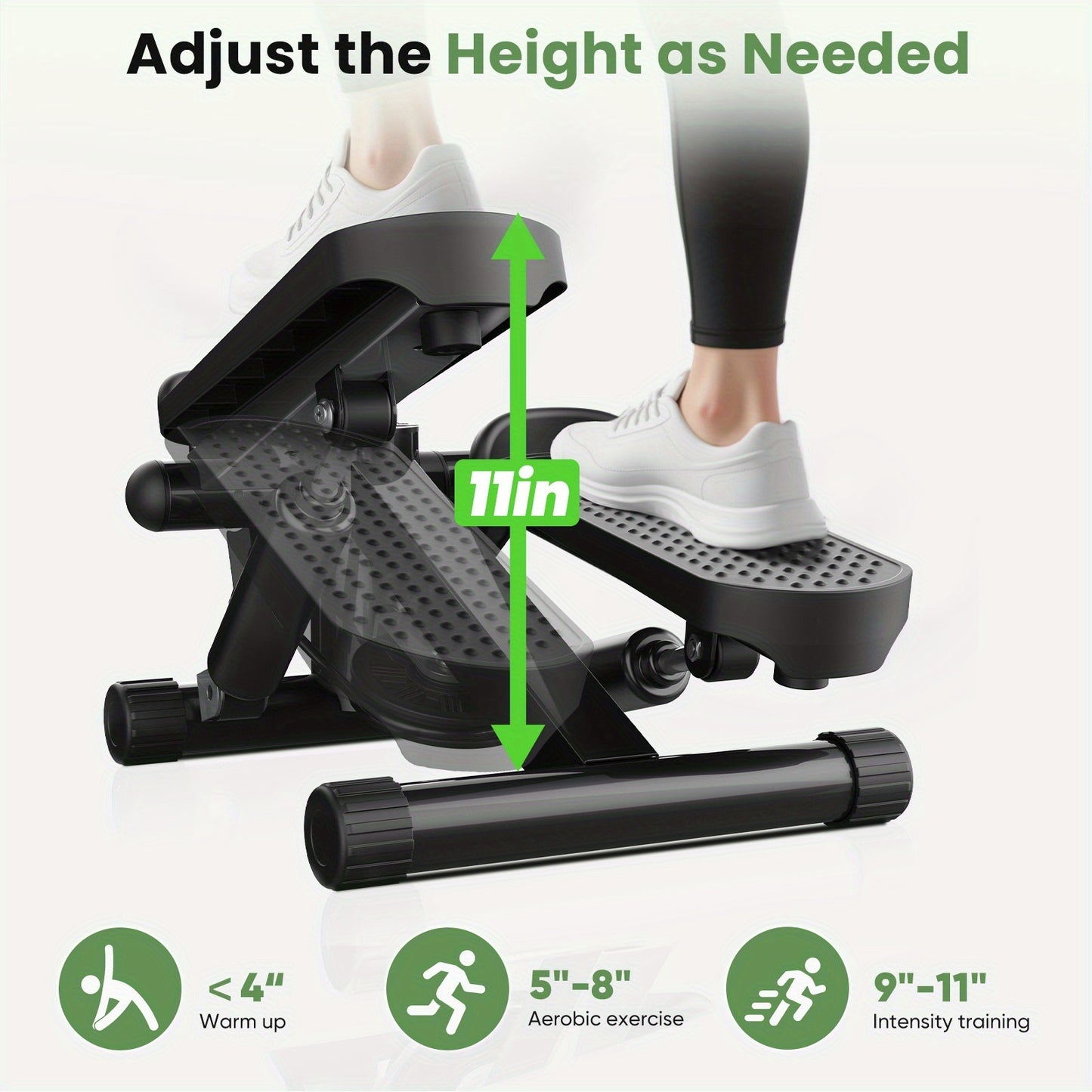 Mini Exercise Stepper with Resistance Bands - Compact Stair Stepper Machine for Home Use, Twist Motion Full Body Workout, 300LBS Capacity Portable Fitness Equipment