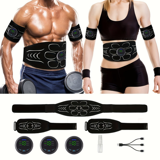 Rechargeable EMS Muscle Fitness Massage 3pcs Set -6 Modes, 18 Level Intensity Adjustment, Muscle Training And Relax Stimulator, Lithium Battery Powered, EMS Muscle Stimulation Massage, Perfect Christmas Gift//Black Five Promo