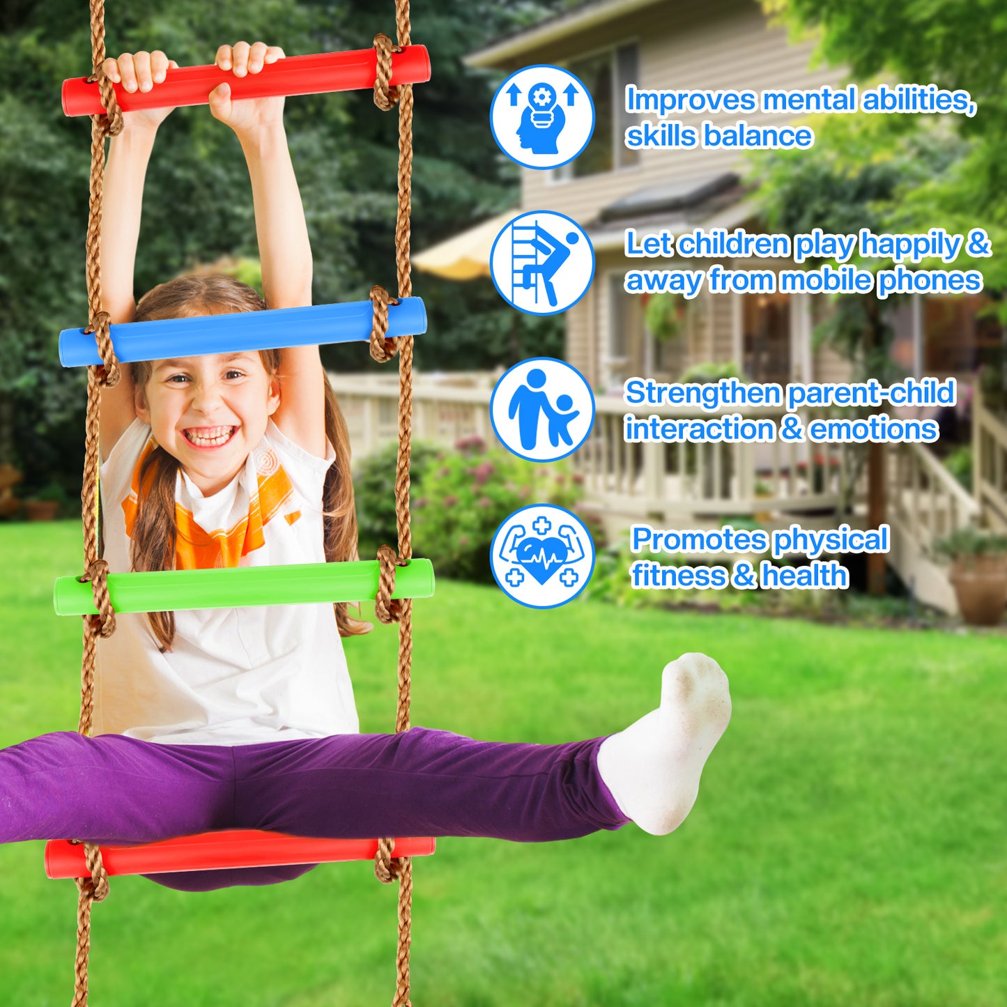 Rope ladder kids and adults climbing games fun toys swing accessories tree house playground game set