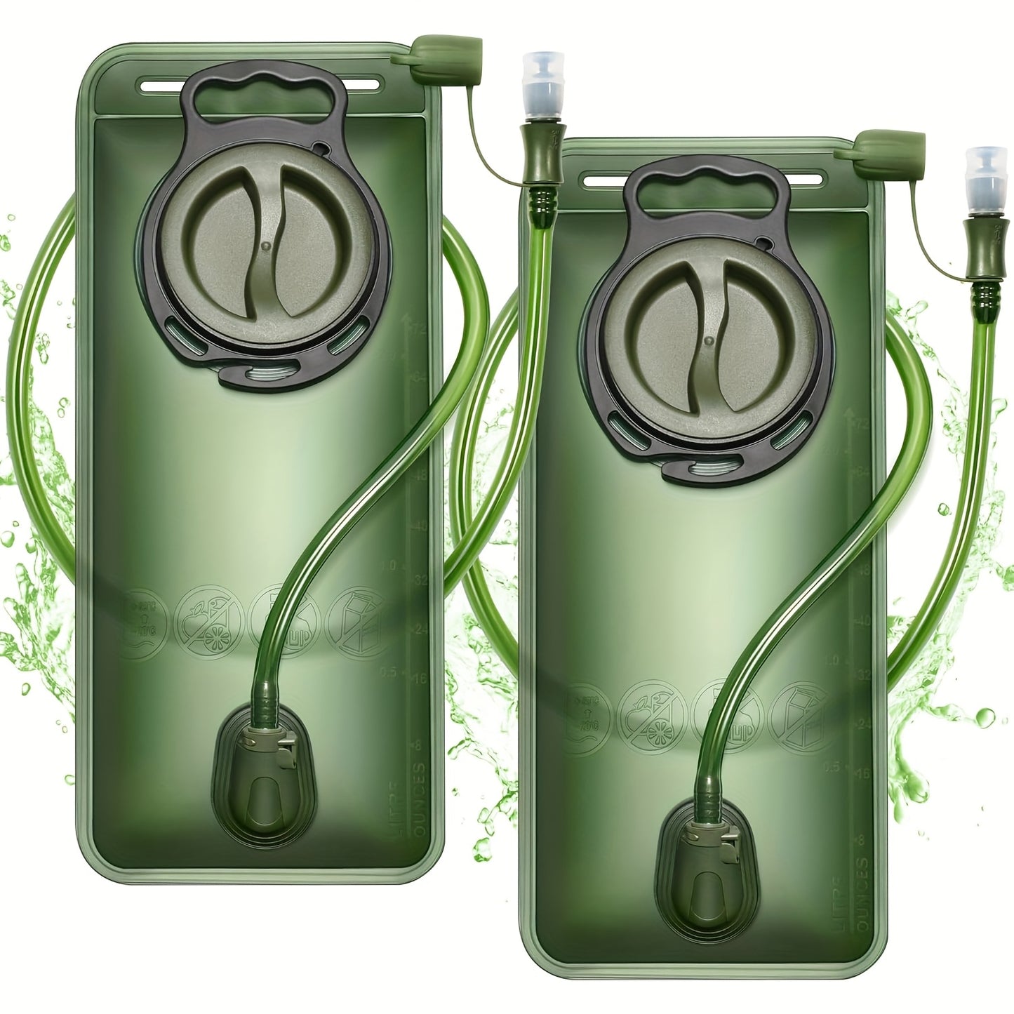 67.63oz Leak-Proof Hydration Bladder with Ergonomic Handle & Quick-Connect System - BPA-Free High-acity Water Reservoir, Large Opening Screw & Detachable Tube for Hiking, Camping, Cycling, Running Backpacks - Compatible with