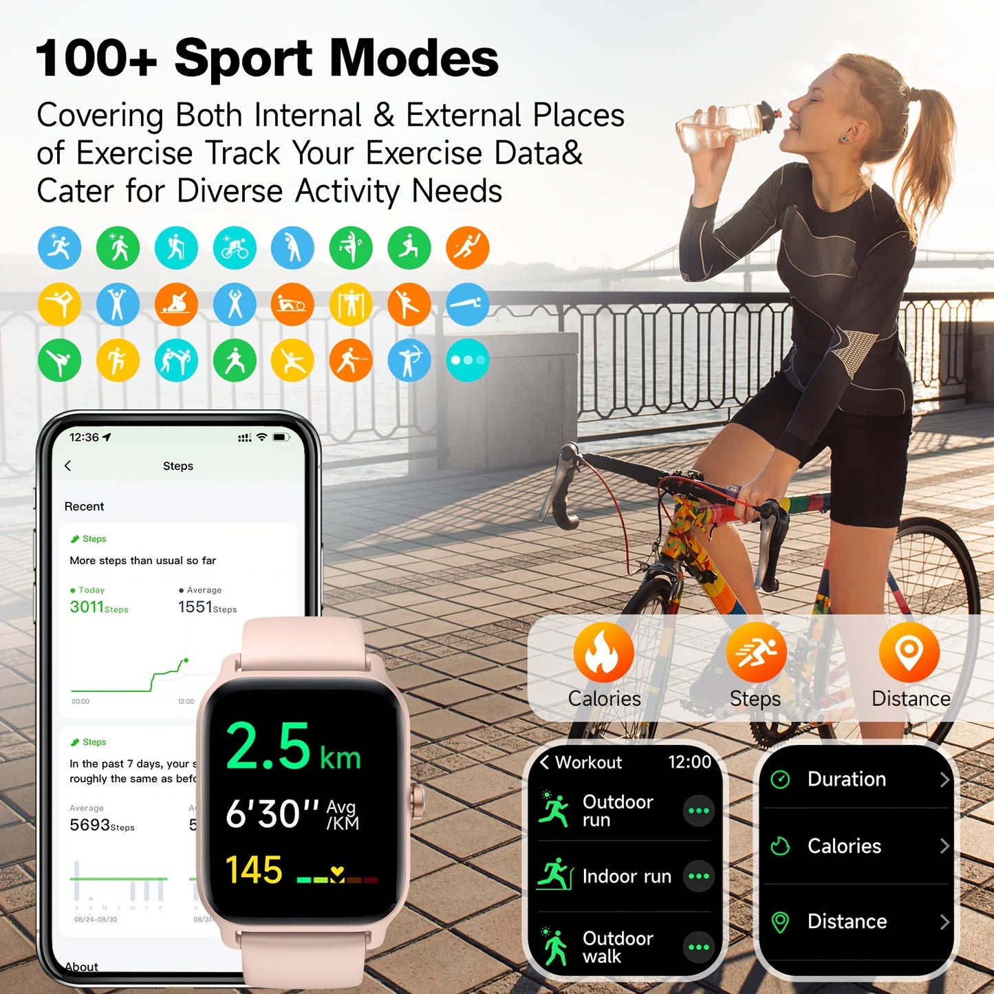 FAWEIO Smartwatch Alexa Built-In Fitness Tracker 100+ Modes