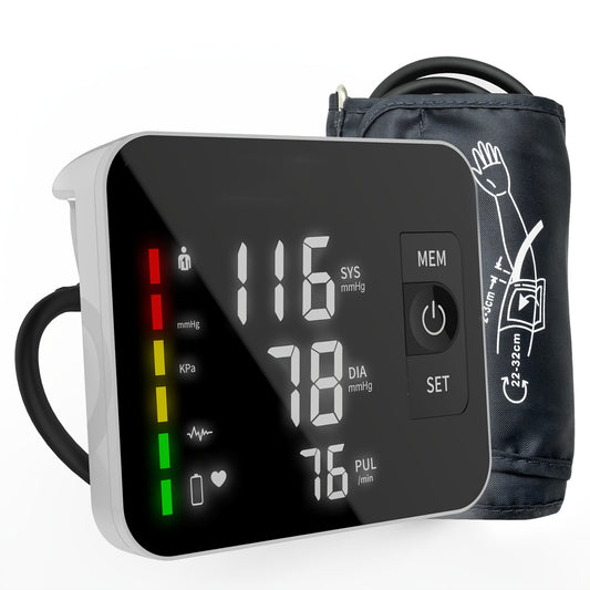 Arm Blood Pressure Monitor with LED Large Screen, Rechargeable Digital Blood Pressure Machine, BP Monitor Automatic Upper Arm Digital with 16.54 Inch Blood Pressure Cuff for Home Use, Easy Touch Operation, 2*120 Users Memory
