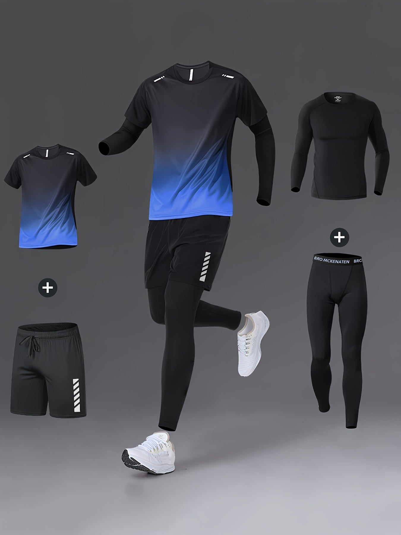 Men Fitness 4 Piece Moisture Wicking Training Set Performance