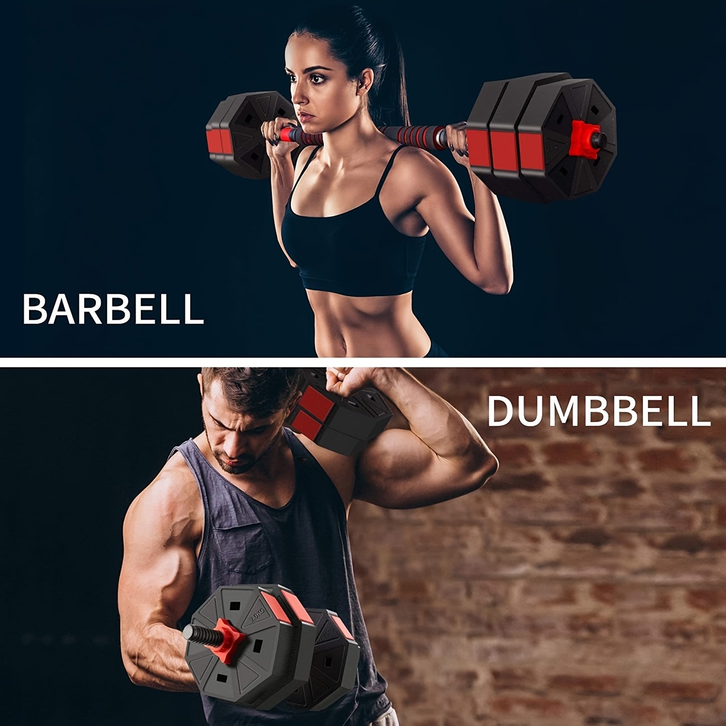 Adjustable Dumbbell Set, 20/70lbs Free Weight Set with Connector, 2 In1 Dumbbells Set Used As Barbell, Dumbbells, Fitness Exercises for Home Gym Suitable