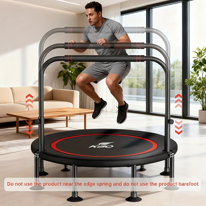 Trampoline Foldable With Adjustable Foam Handle For Home Fitness