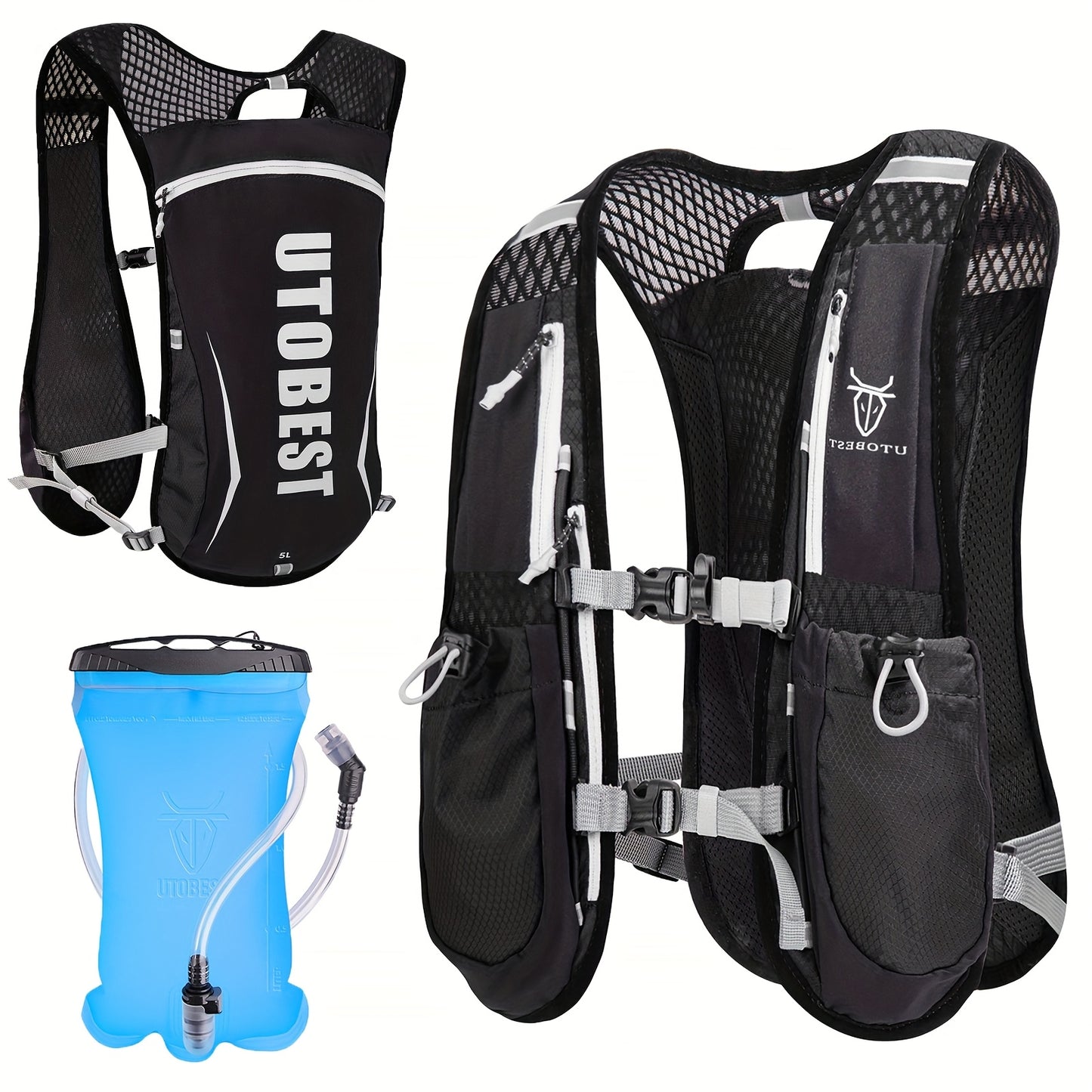 UTOBEST 5L Lightweight Multi-pocket Outdoor Running Vest Hydration Backpack Suitable For 1.5L Water Bladder