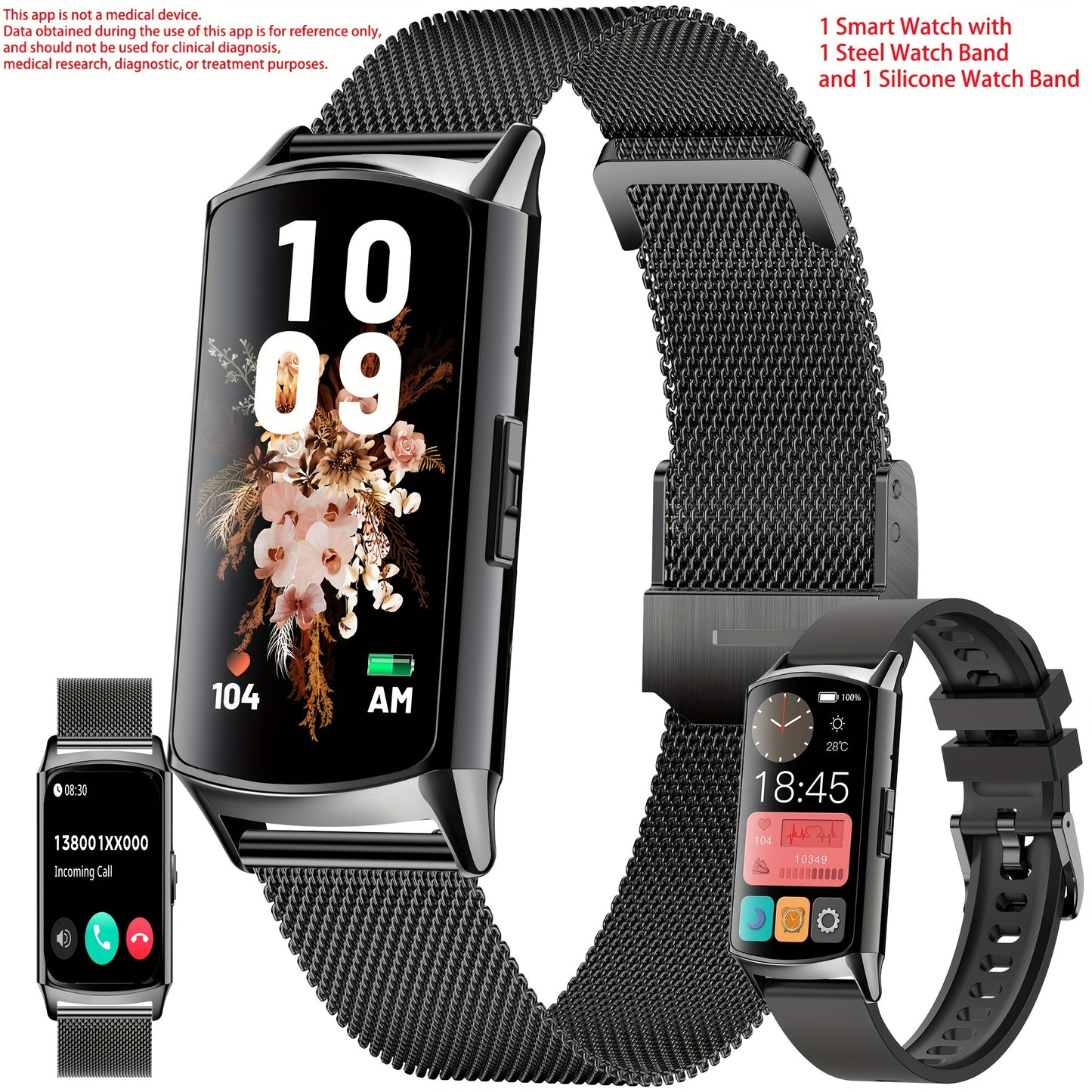 SGDDFIT 1.58inch AMOLED Smart Watch For Women & Men - Wireless Fitness Tracker With Call Integration, Sleep Monitor, Activity Tracker, Calorie Counter, 240mAh Battery