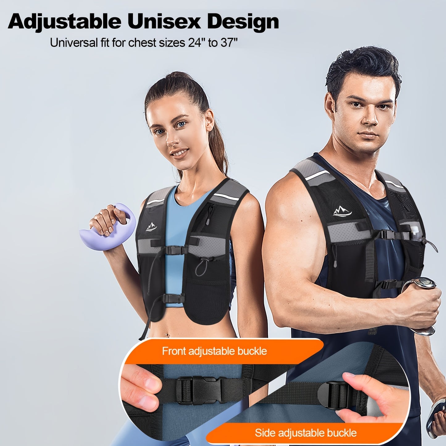 WOCBUY Running Vest for Women Men, Lightweight Breathable Hydration Vest with Large Compartment, Reflective Running Hydration Vest, Running Water Vest for Hiking Cycling Marathon Trail Jogging Race
