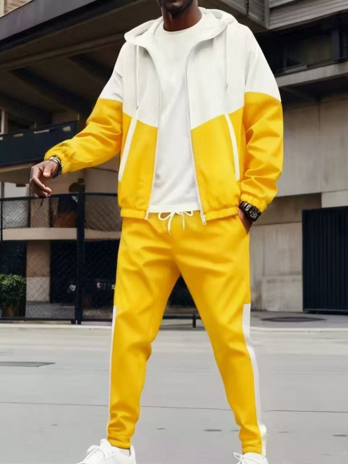 2pcs Men's & Women's All-Season Matching Hooded Jacket & Pants Set - 3D Geometric Print Zipper-Front Athletic Wear, Casual Sportswear Outfit (Machine Washable) - Gym, Outdoor, Urban Style - Unisex Tracksuit