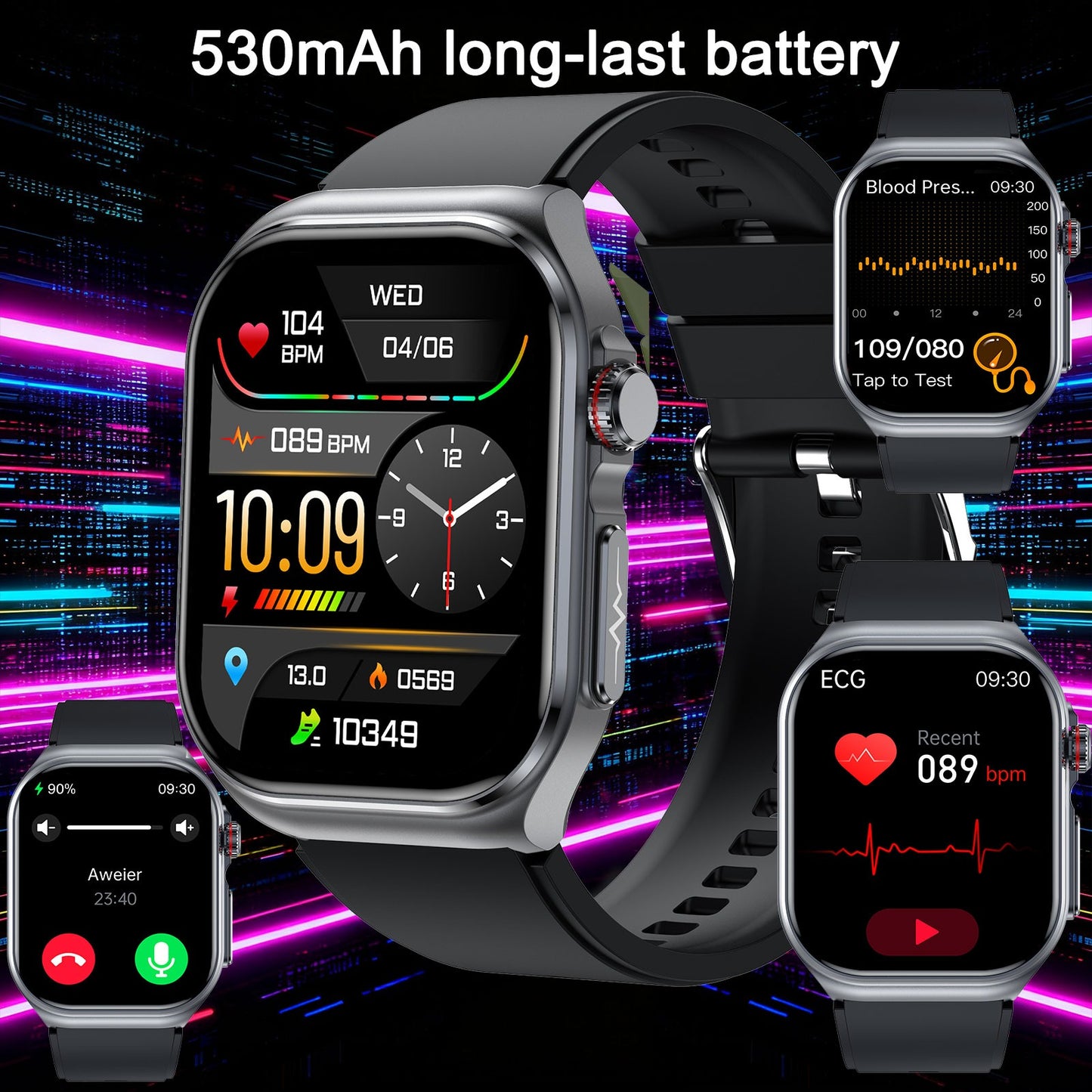 Smartwatch YYKY AMOLED Display, 530mAh Battery, NFC, Multi-Sport