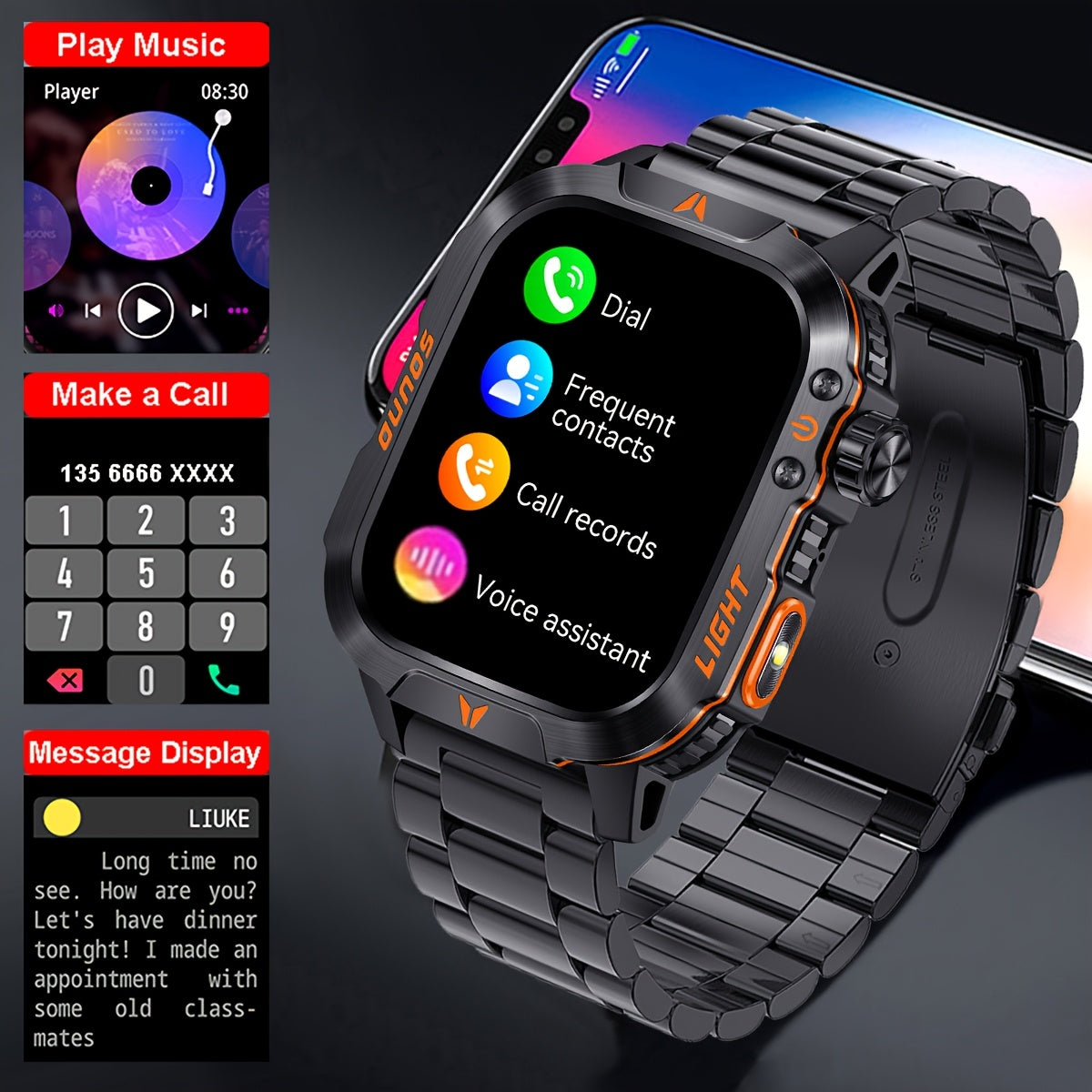 COIUSOR Smartwatch With Call Function Rugged Outdoor