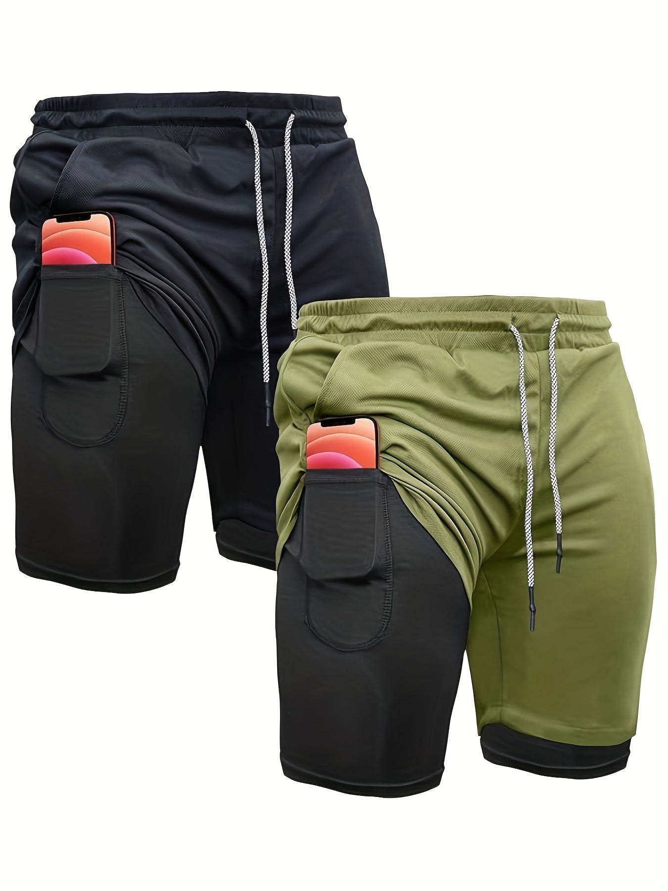 OEBLD Men's 2-in-1 Running Shorts Lightweight Polyester