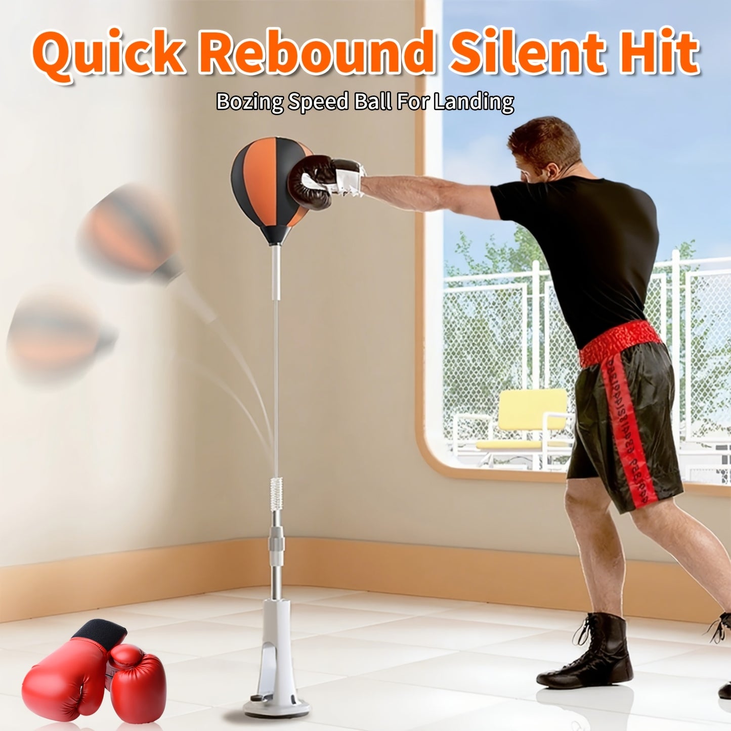 Indoor Boxing Reflex Ball for Training Your Reaction Skills. The High-quality Standing Speed Ball Is Equipped with a Powerful Suction Cup, Which Is Suitable for Adult Boxing Training and Fitness. Adjustable Sizes Range from 5