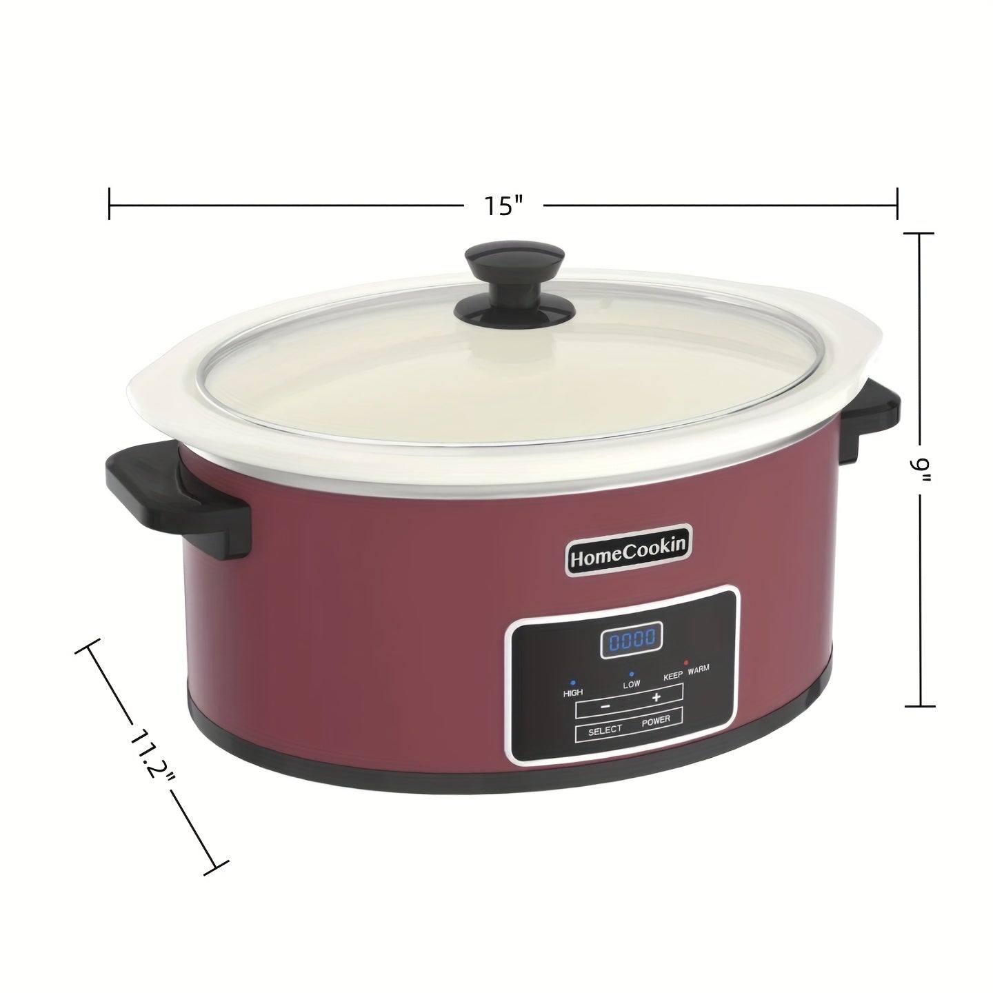 8 Quart Large Digital Slow Cooker with Stoneware Pot - Programmable Slow Cooker with Keep Warm Function, Digital Display & One-Touch Operation, 240W, Red/Blue//Black - Ideal for Family Dinners, Roasts, Stews