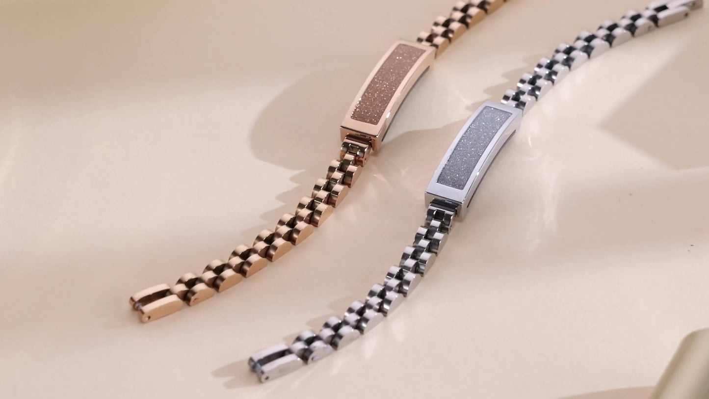 LIGE Smart Bracelet Square Face Metal Chain Link Fitness Tracker