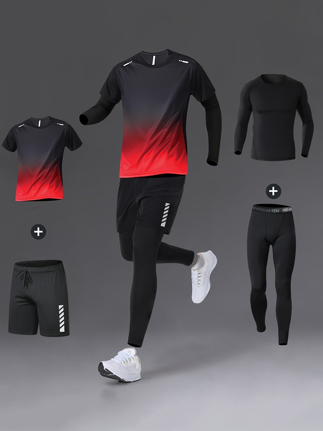 Men Fitness 4 Piece Moisture Wicking Training Set Performance