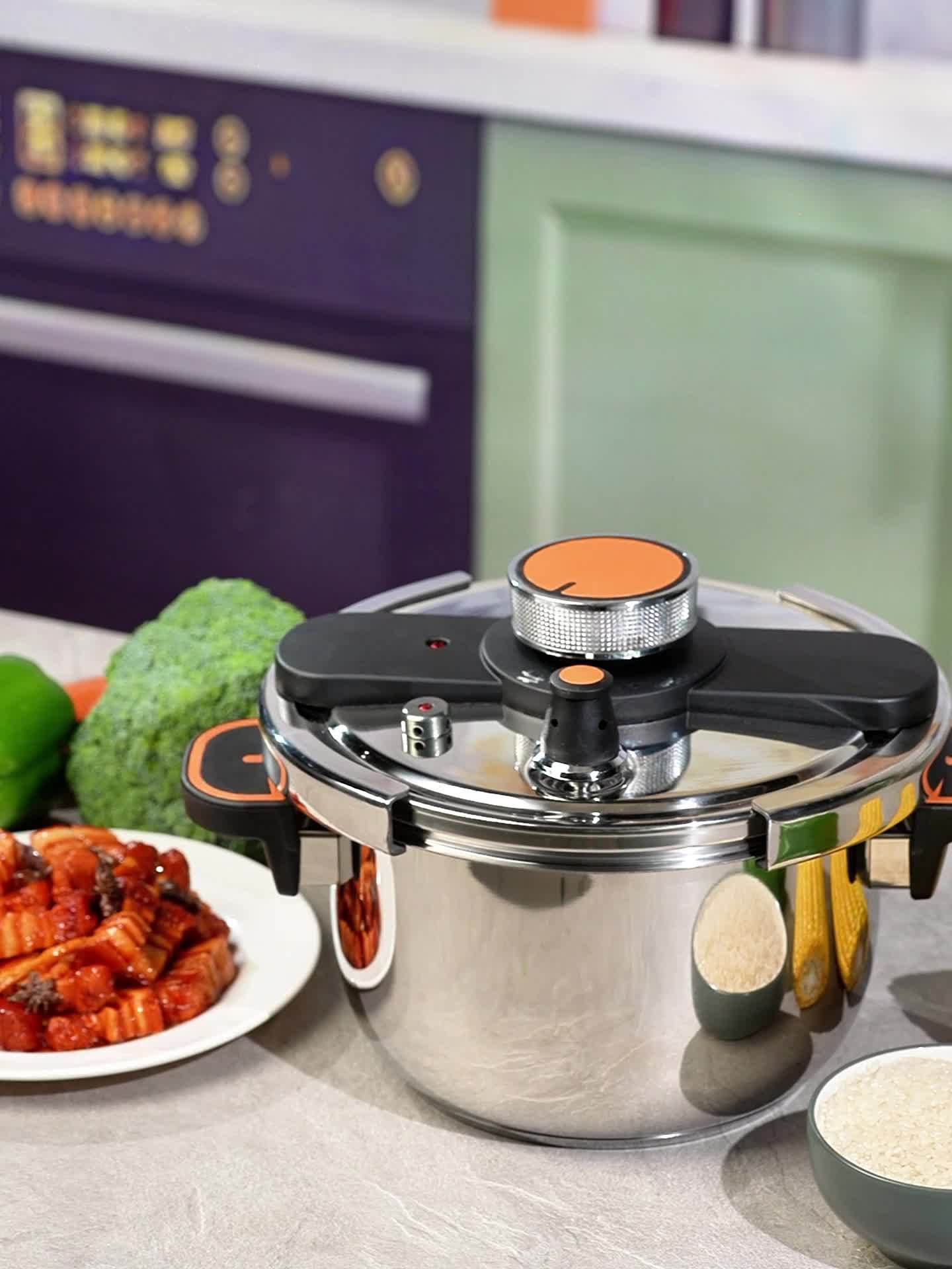 Stainless Steel Pressure Cooker - High-Pressure Fast Cooking with One-Touch Locking Lid, Induction & Gas Stove Compatible, 201 Stainless Steel Construction, Safety Valve & Pressure Gauge, Lightweight & Durable for Indoor/Outd