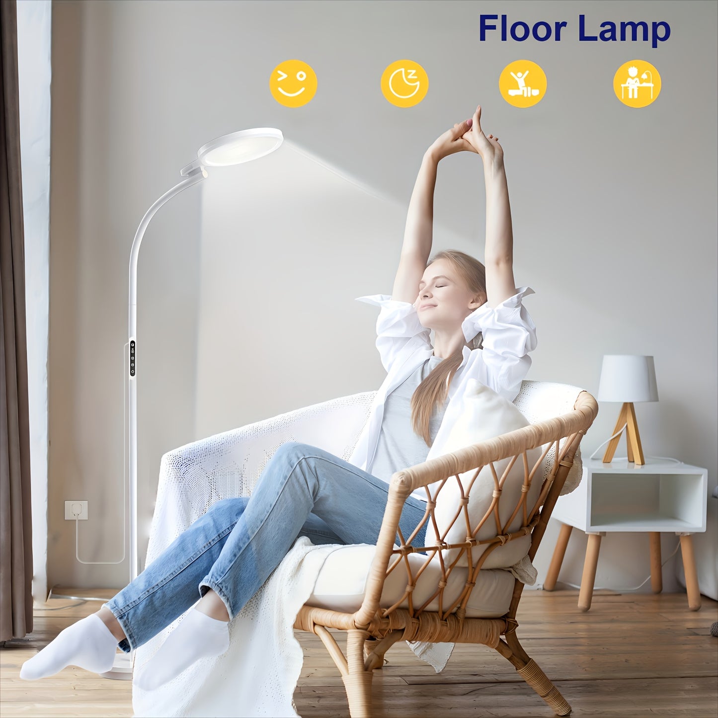 Round Floor Lamp UV Free 1000 Lumen LED Reading Light