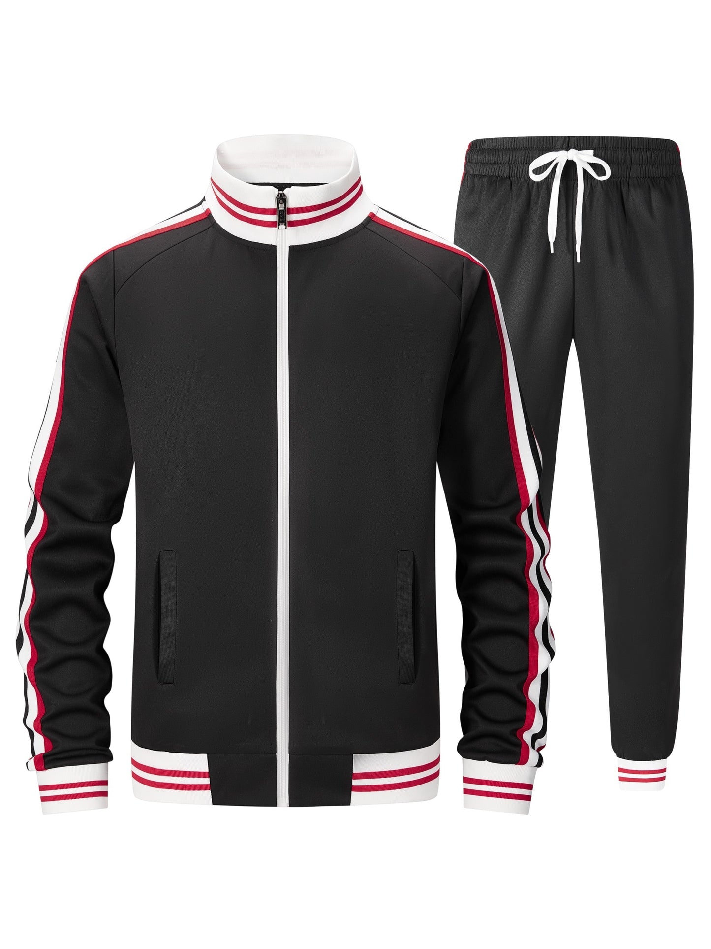Men's Track Suit Set Polyester Zip Jacket And Pants 2pc