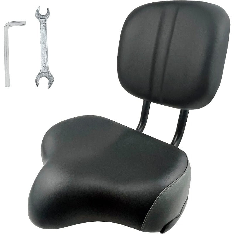Bike Seat With Backrest PU Memory Foam Cushion Universal