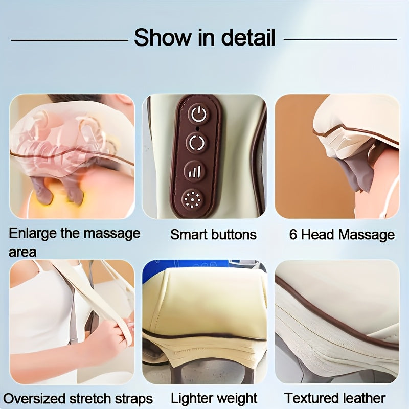 Neck Massager With 6 Massage Nodes, Kneading Special Artifact Trapezius Leg Neck Automatic Massager, Wireless Neck Massager With Heating, Shiatsu Shoulder And Back Massager, Massages Like A Human Hand, Gift For Women