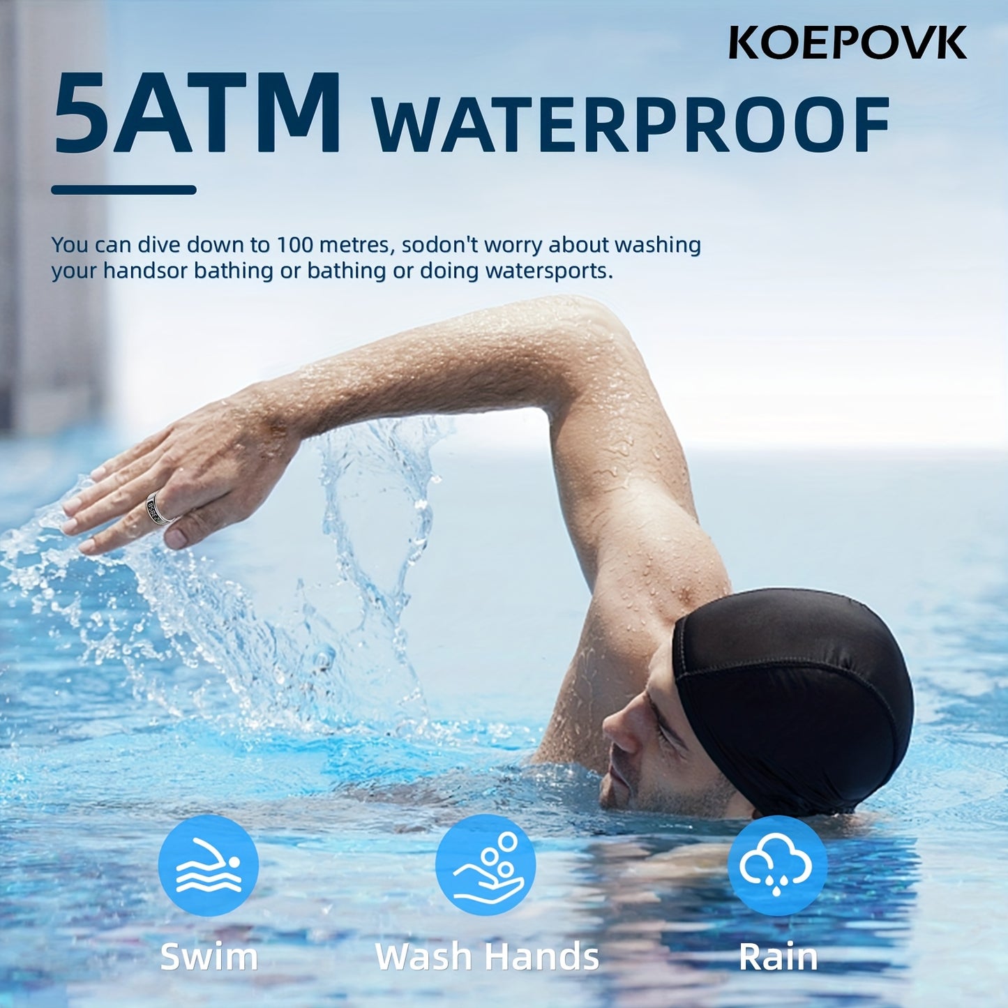 Smart Ring Water-Resistant Fitness Tracker With Sleep Analysis