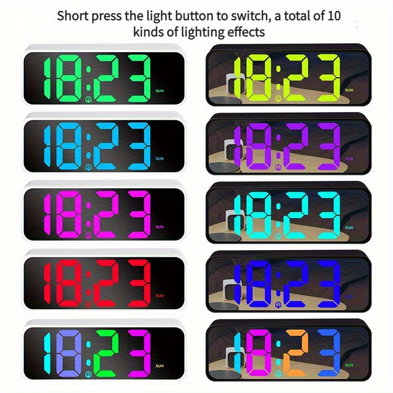 Large-Screen Digital Alarm Clock with Voice & USB Charging Port - 6.5-inch -Friendly Bedside Clock, Snooze, Volume & Brightness Adjustment, USB- (Mains Required) for & visually - Heavy-Duty