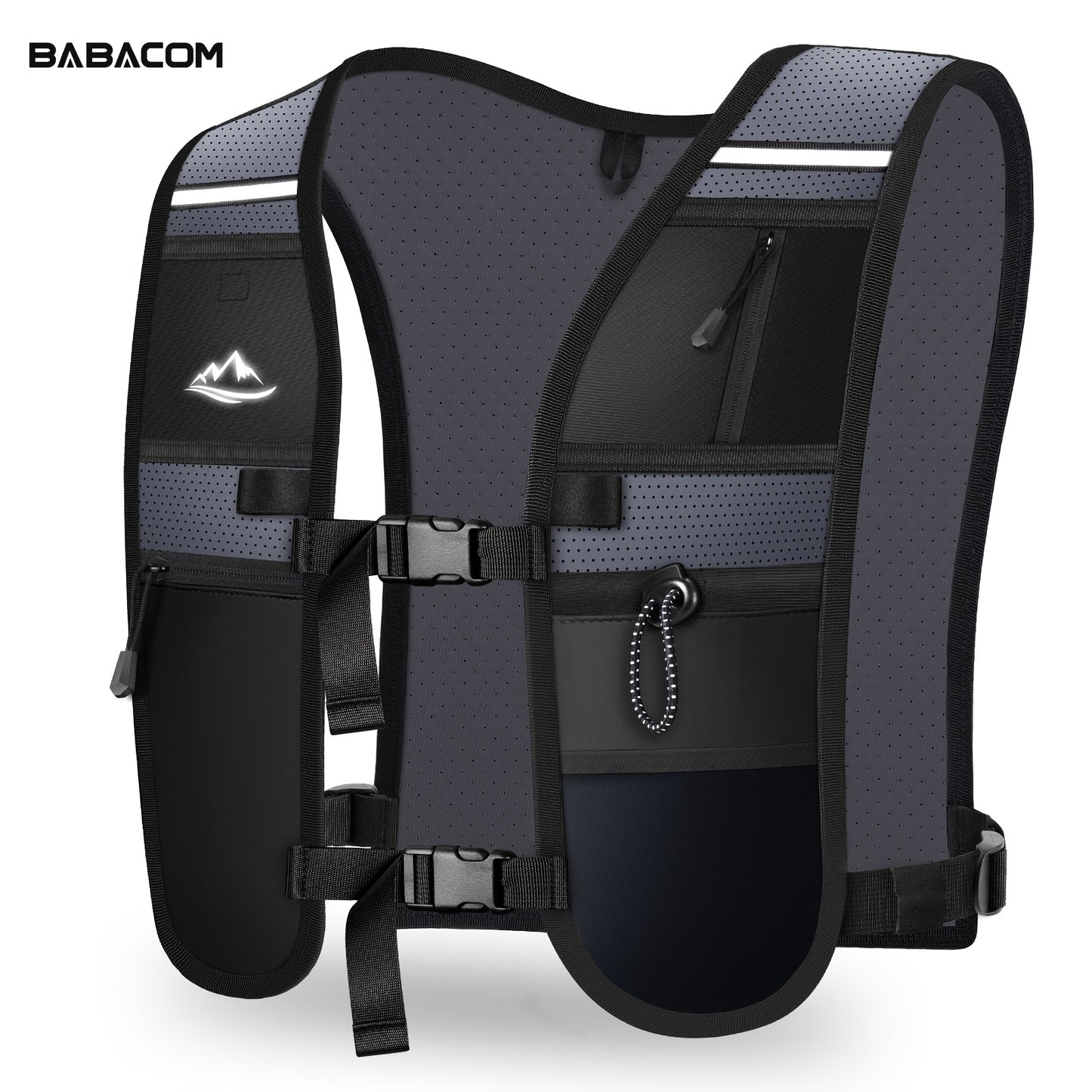 WOCBUY Running Vest for Women Men, Lightweight Breathable Hydration Vest with Large Compartment, Reflective Running Hydration Vest, Running Water Vest for Hiking Cycling Marathon Trail Jogging Race