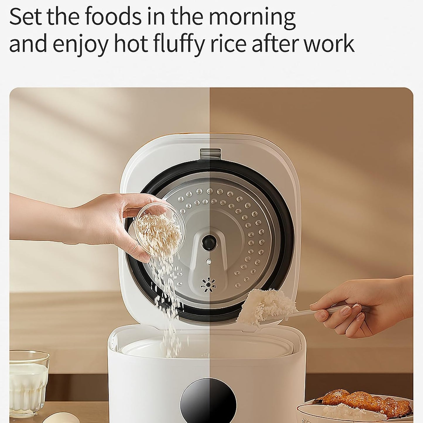 Electric Rice Cooker Low Sugar 101.44oz - Smart Carb Reducing Rice Cooker with Steamer Basket, Ceramic Inner Pot& Stainless Steel Filter, Compact Pressure Cooker for Healthy Cooking, 1-4 People, Meal Prep, Spacesaving Design,