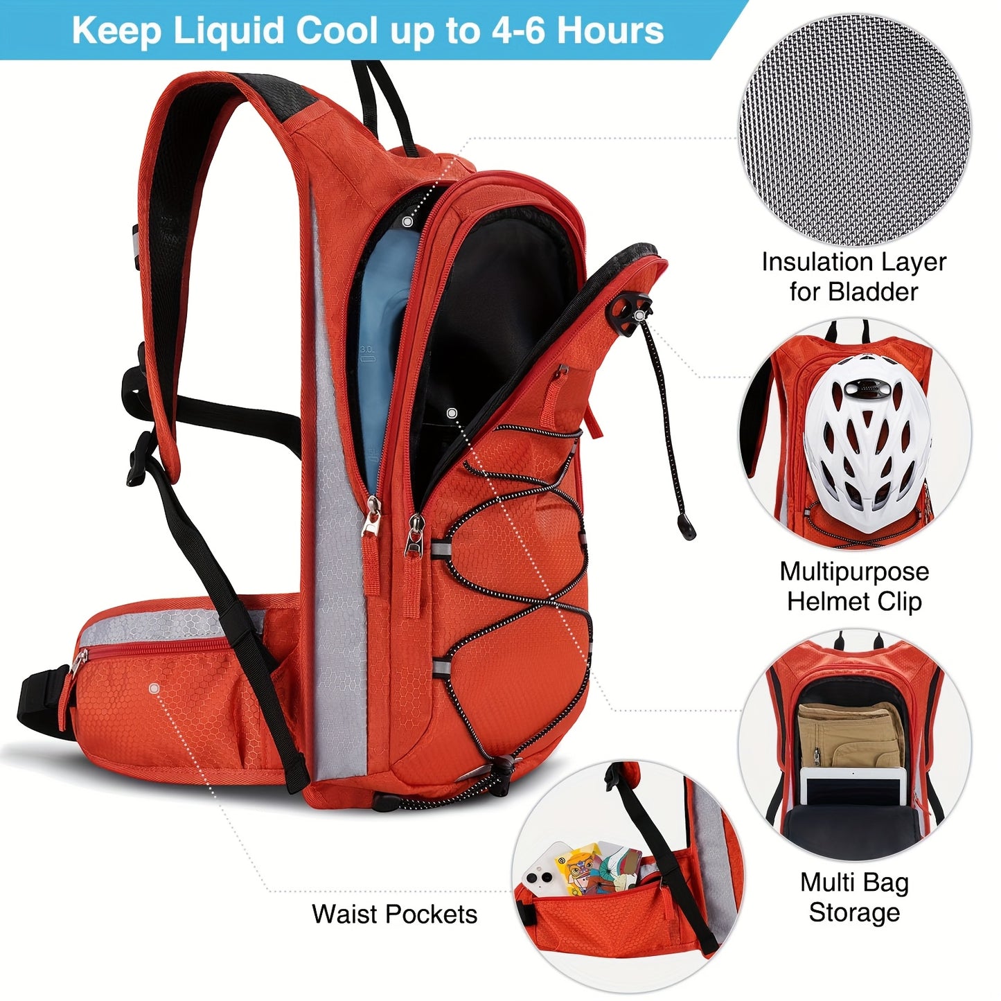 4.76gal Hydration Backpack, Insulated Hiking Water Backpack With 101.44oz TPU Water Bladder, Lightweight Hiking Running Cycling Pack, Breathable Daypack For Men & Women