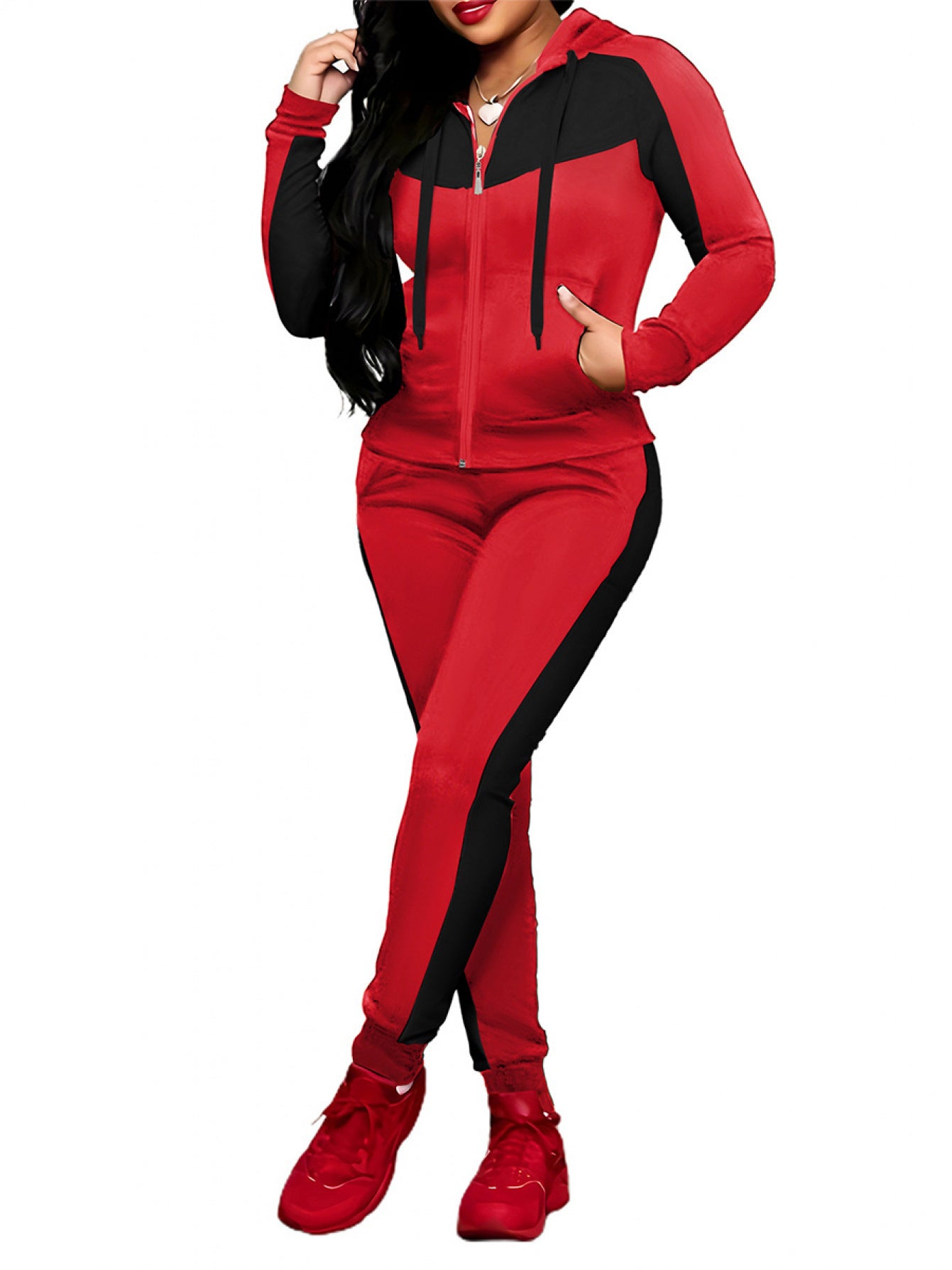 SCACTO Women's Two-Piece Full-Zip Hoodie Set With Shapewear
