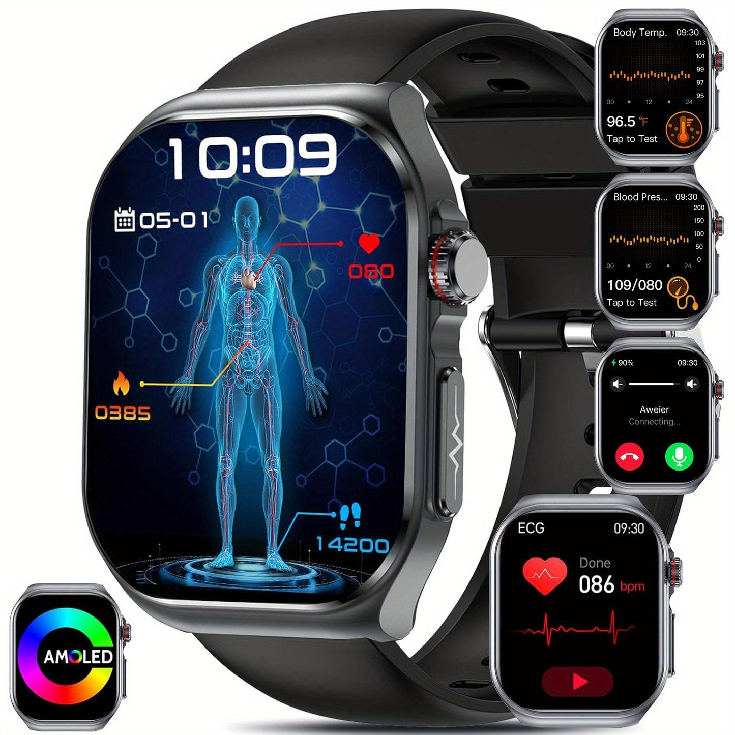 Marsyu Smartwatch AMOLED Display With NFC And 530mAh Battery