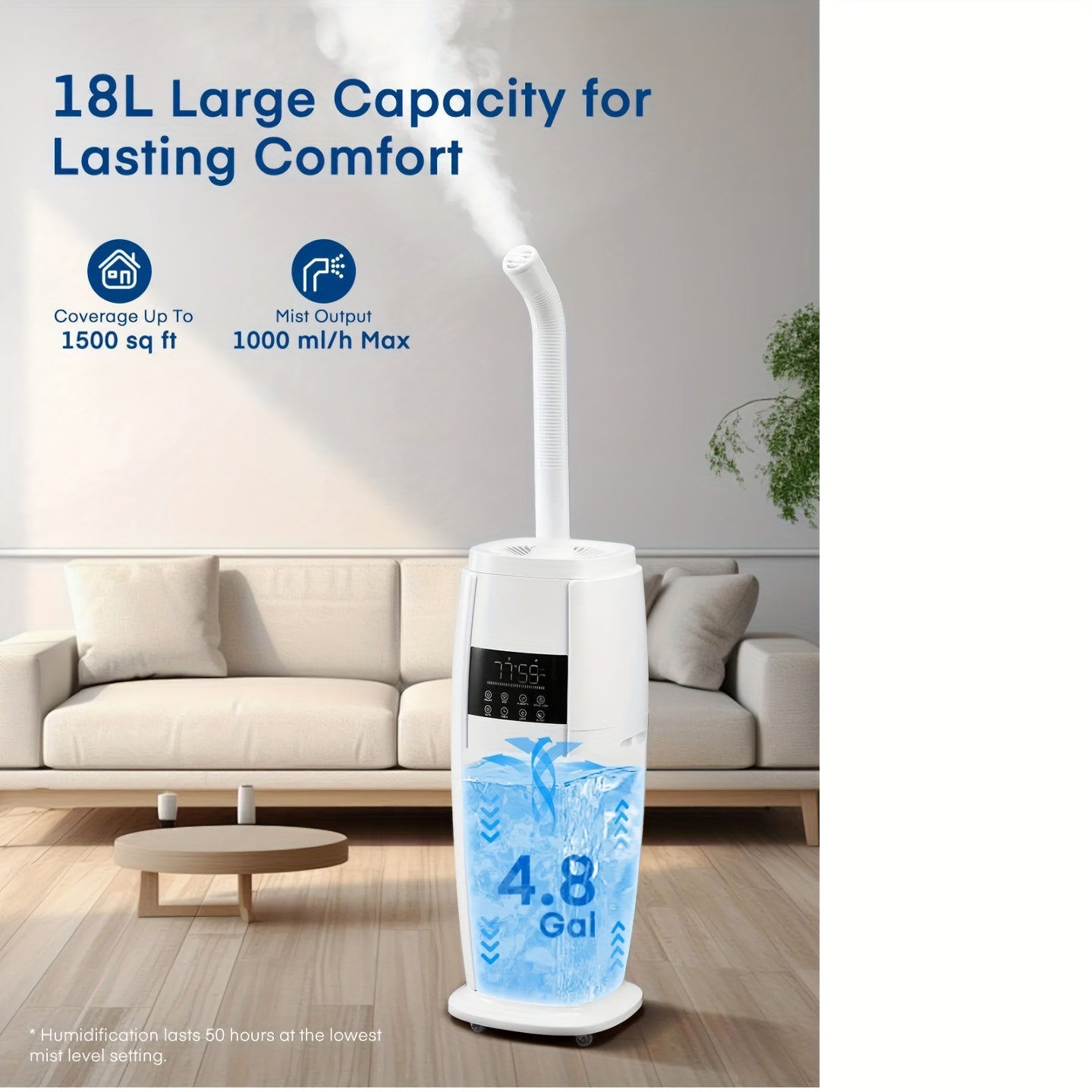 Humidifier Top-Fill Cool Mist With Smart Sensor And Remote