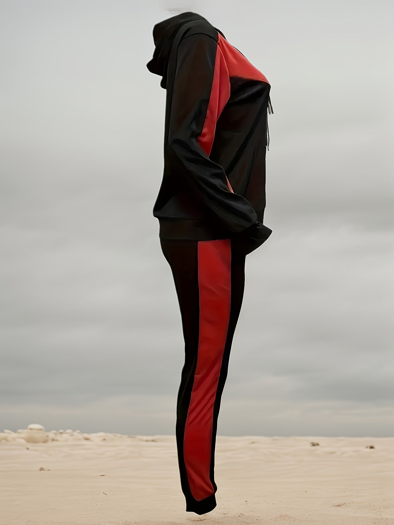 Hoodie and Jogger Set Full-Zip, Stretchy Polyester Blend