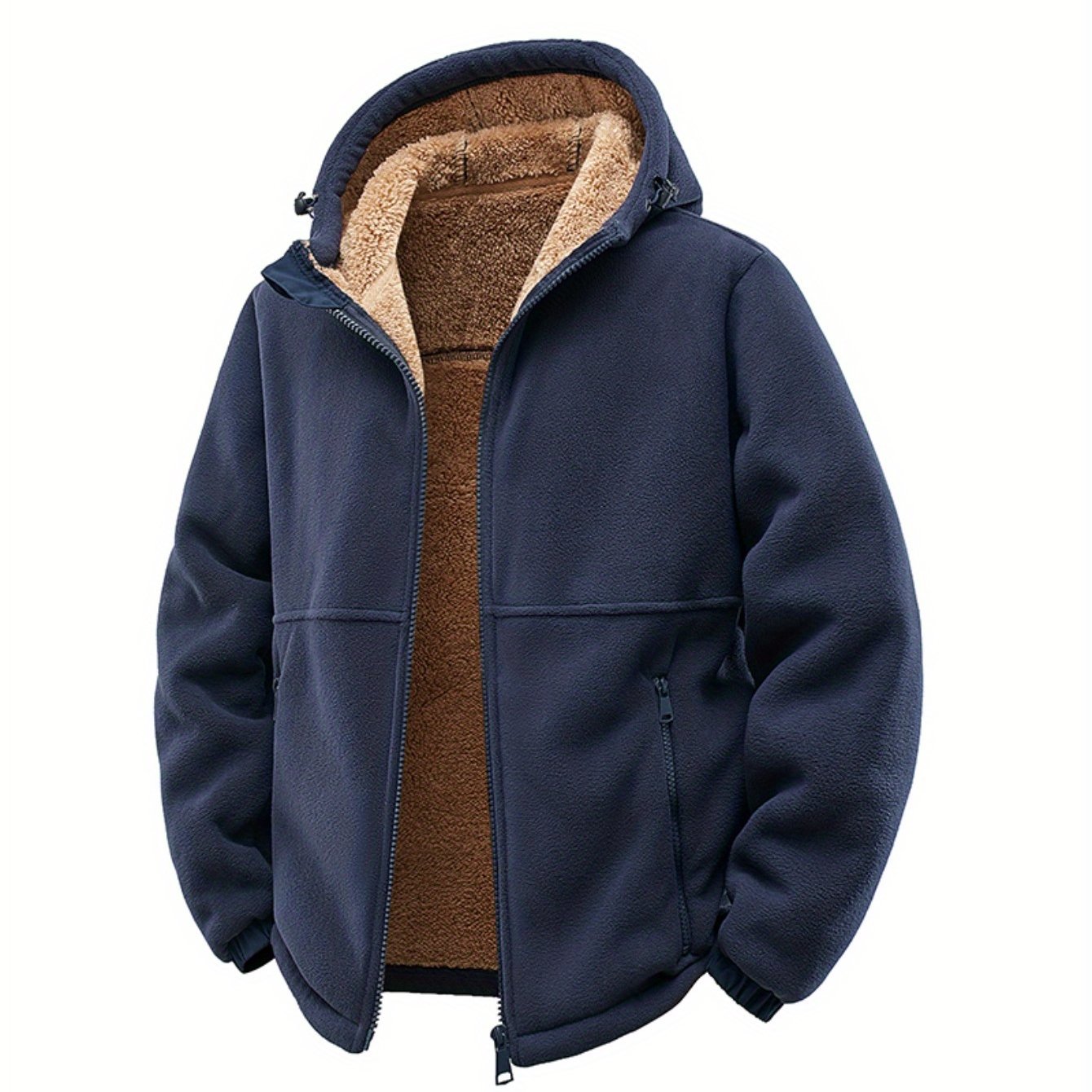 Men's Hooded Fleece Cardigan Plush Thick Warm Jacket
