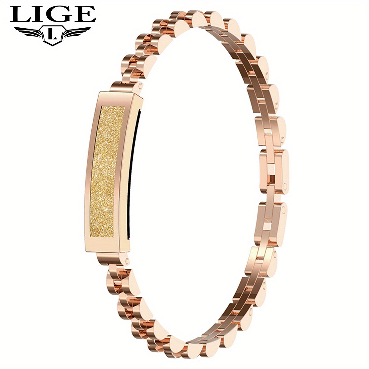 LIGE Smart Bracelet Square Face Metal Chain Link Fitness Tracker
