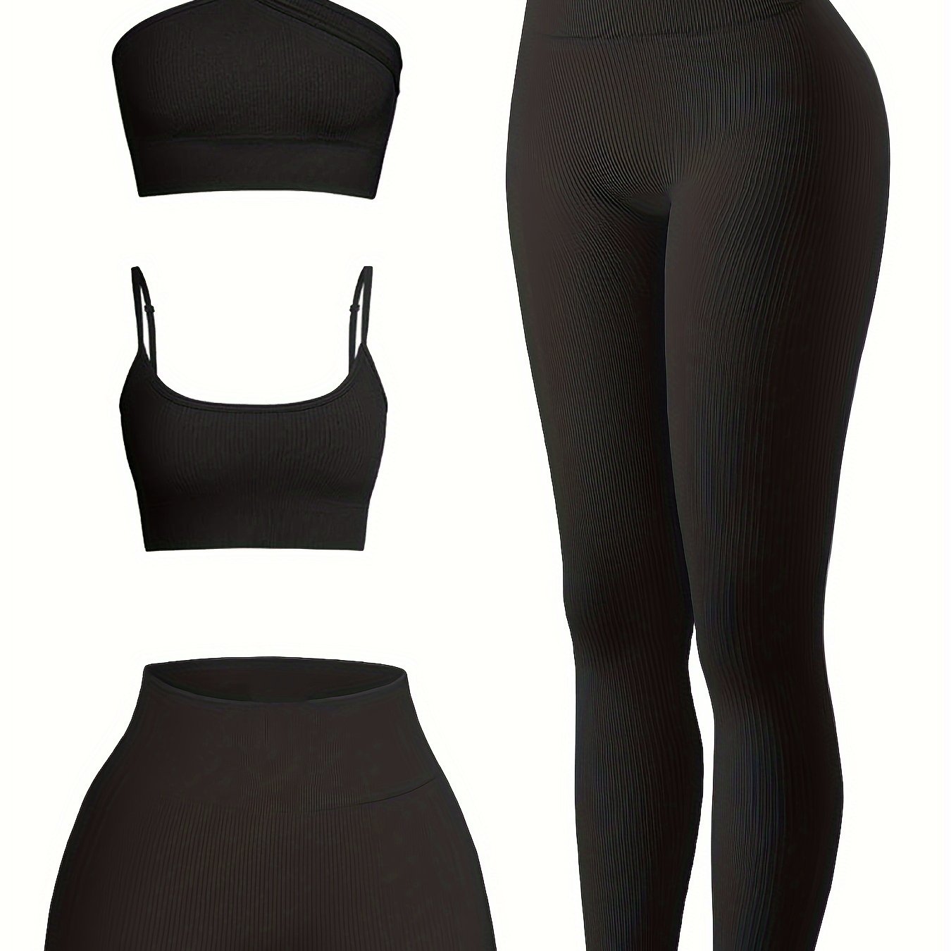 4pcs Seamless Yoga Set Workout Shirts Sport Pants Bra Gym Clothing Tracksuit Drawstring High Waist Running Leggings Fitness Suit
