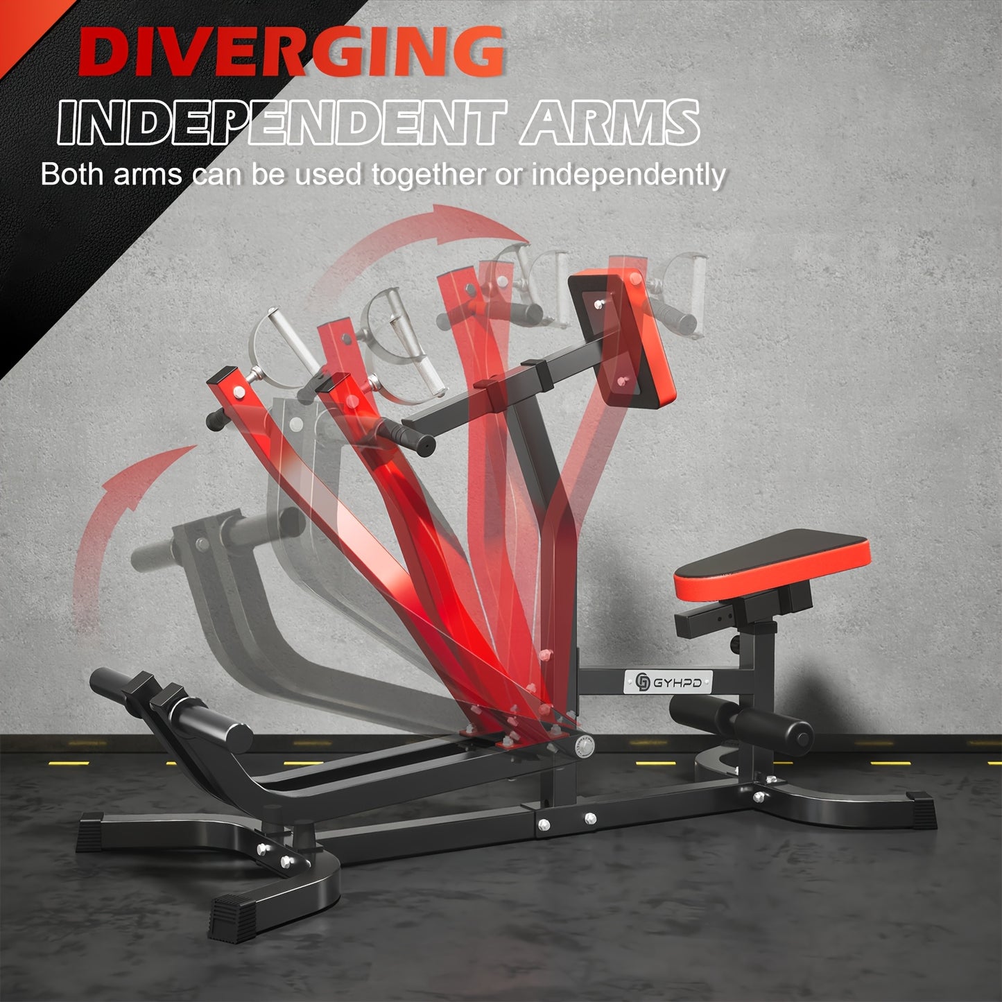 Seated Row Machine Back Chest Workout Plate Loaded Back Row Machine With Independent Converging Arms Multi Grip Positions With Rotating Handles Upper Body Workout For Home Gym Workout Station, Without Battery