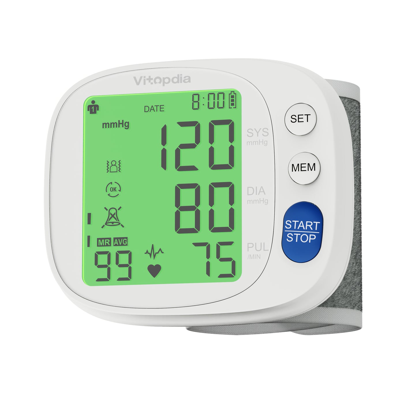 VITOPDIA Blood Pressure Monitor Wrist Digital LED Backlit Display