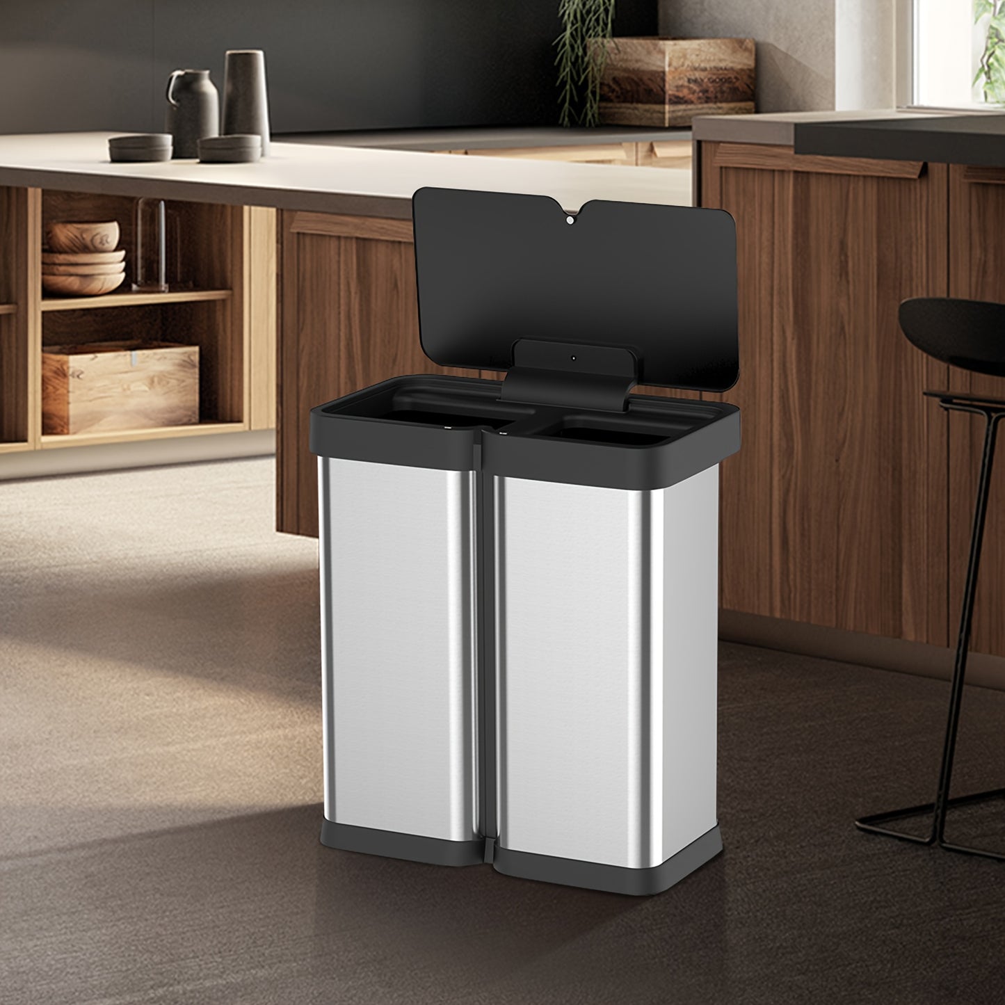 TACKVIEW Automatic Motion Sensor Trash Can Soft-Close Lid