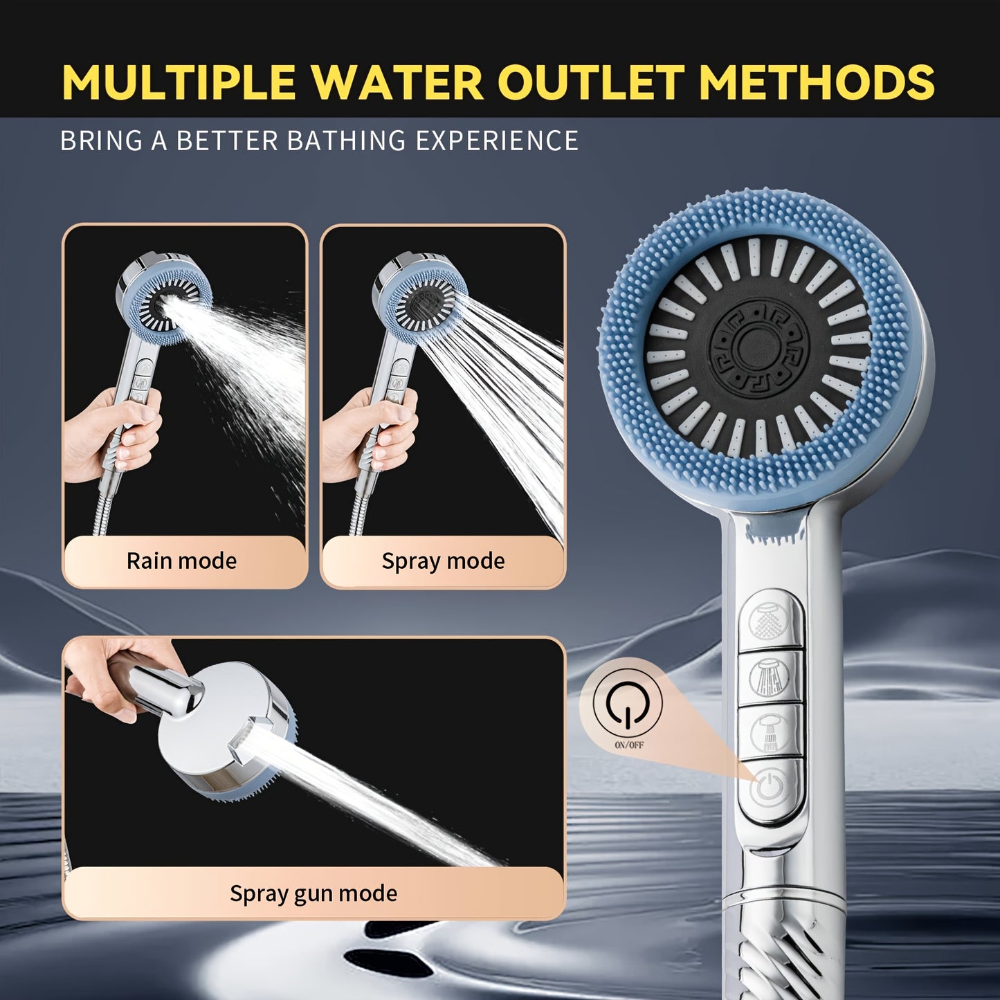 FAFUNWATERPAR Shower Head Handheld Filtered 4-Spray