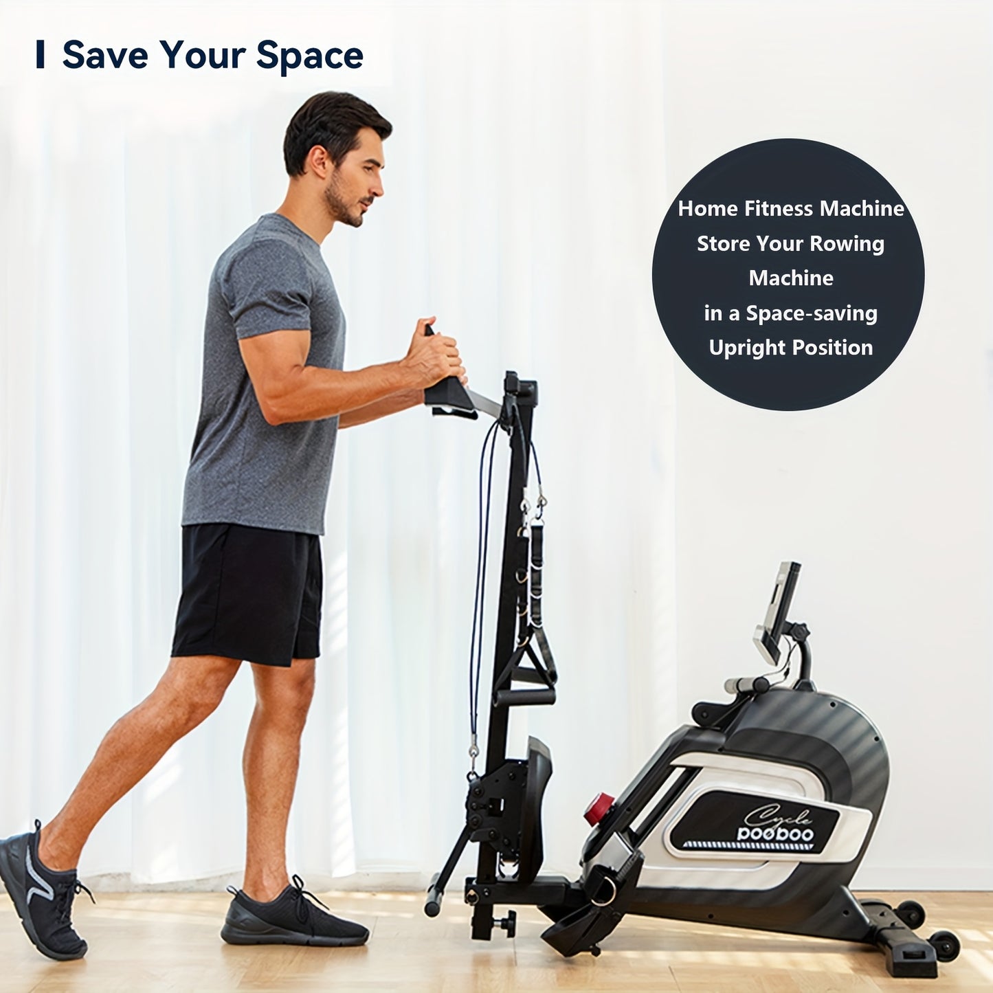 HASIMAN Foldable Home Rowing Machine Adjustable Resistance Rowing Machine Indoor Exercise Rower with Combination Strength Exercise & LCD Monitor, Compact Saving Family Space