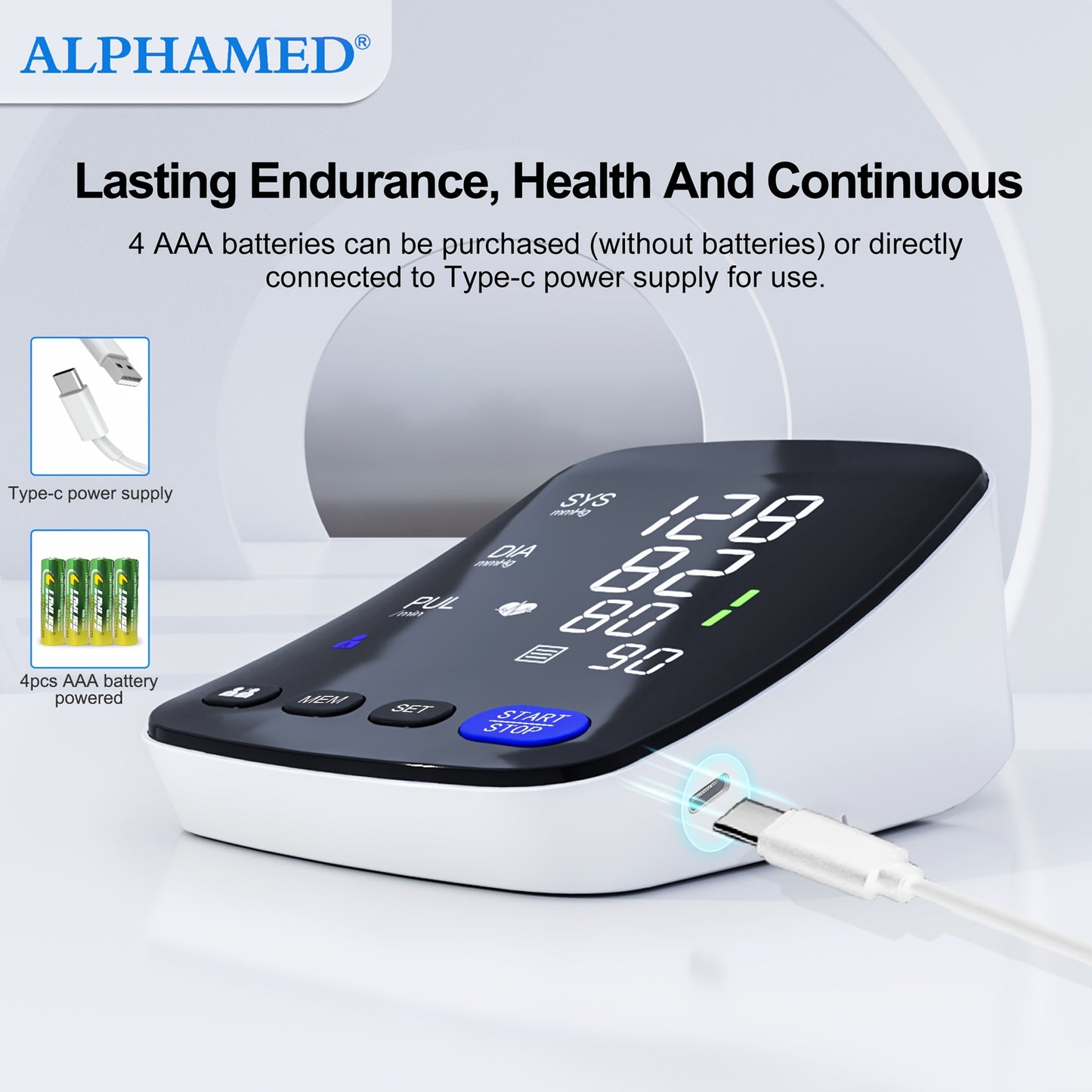 ALPHAMED Automatic Digital Blood Pressure Monitor Curved Screen