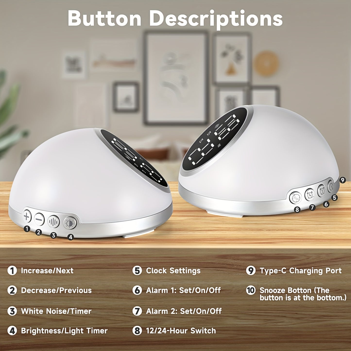 Alarm Clock With White Noise Machine For Peaceful Sleep