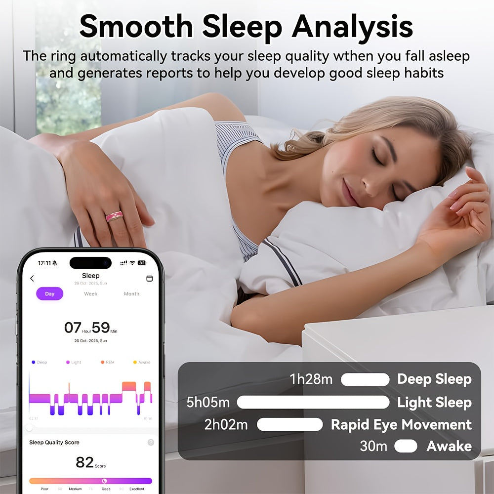 Smart Ring for Women - Activity Ring and Fitness Tracker with Step, Distance, Calorie, Menstrual Cycle Tracker, Health Rings for iPhone Android, No Subscription Fee, IP68 Waterproofing Intelligent Ring - Ideal Gift for Mom/Gi