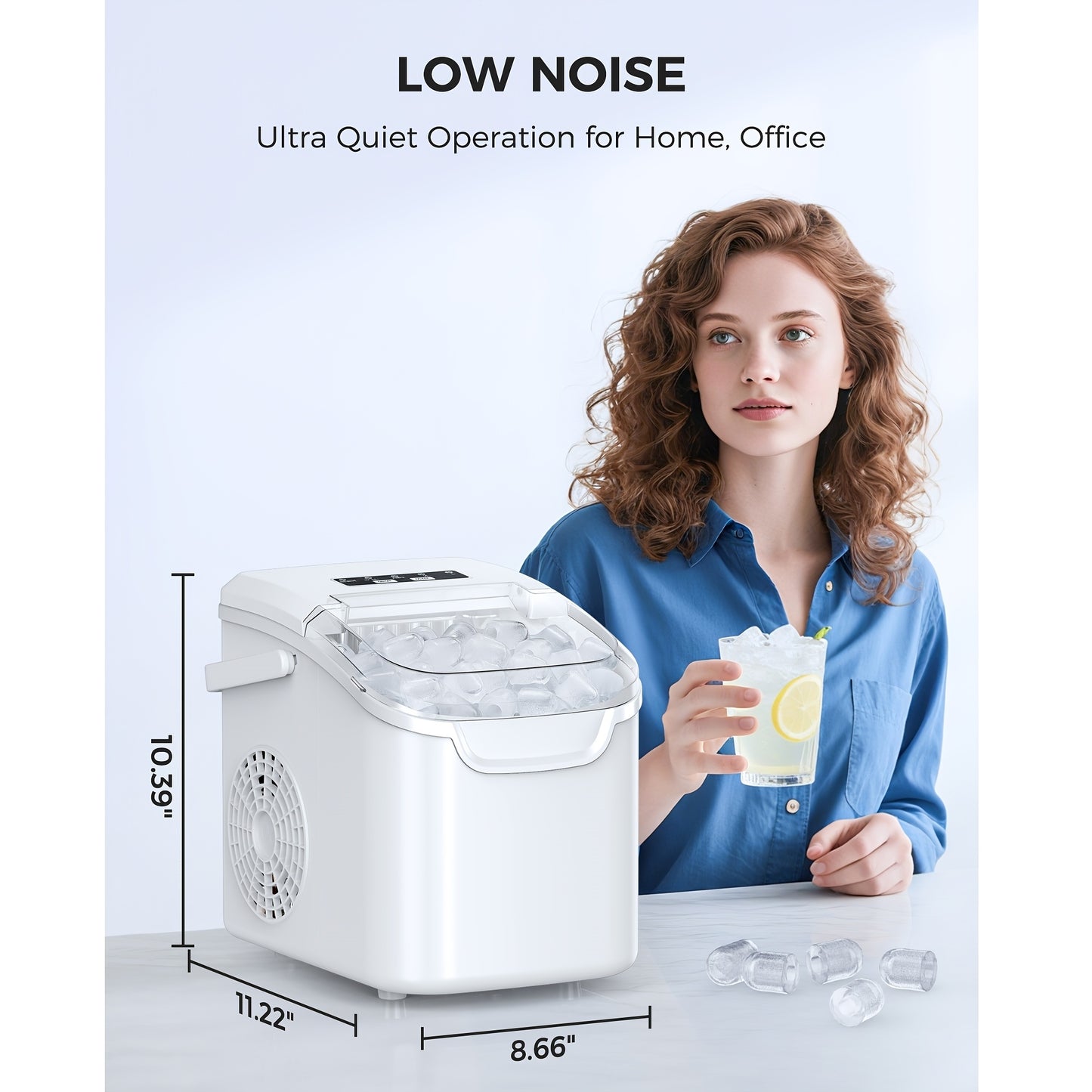 Ice Makers Countertop, Portable Ice Maker Machine with Self-Cleaning, 26.5LBS/ 24Hrs, 6 Mins/ 9pcs Bullet Ice, Ice Scoop and Basket, Handheld Ice Maker for Kitchen/ Home/ Office/ Party, Red.