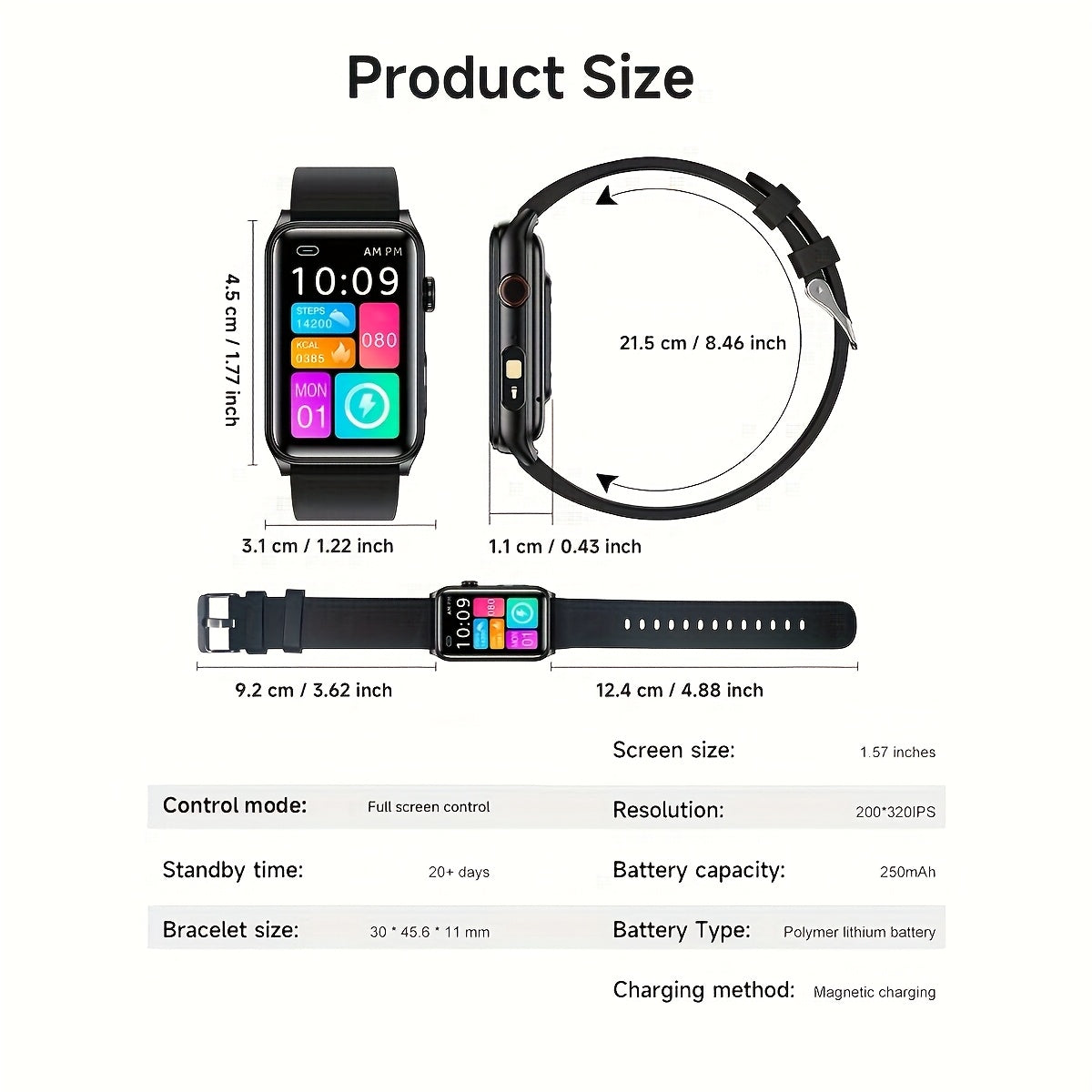 2025 New Smart Watch with 1.8-Inch Large Display, 250mAh Battery, AI Voice Commands, Wireless Calling & SMS Reminders, 100+ Sports Modes, Magnetic Charging