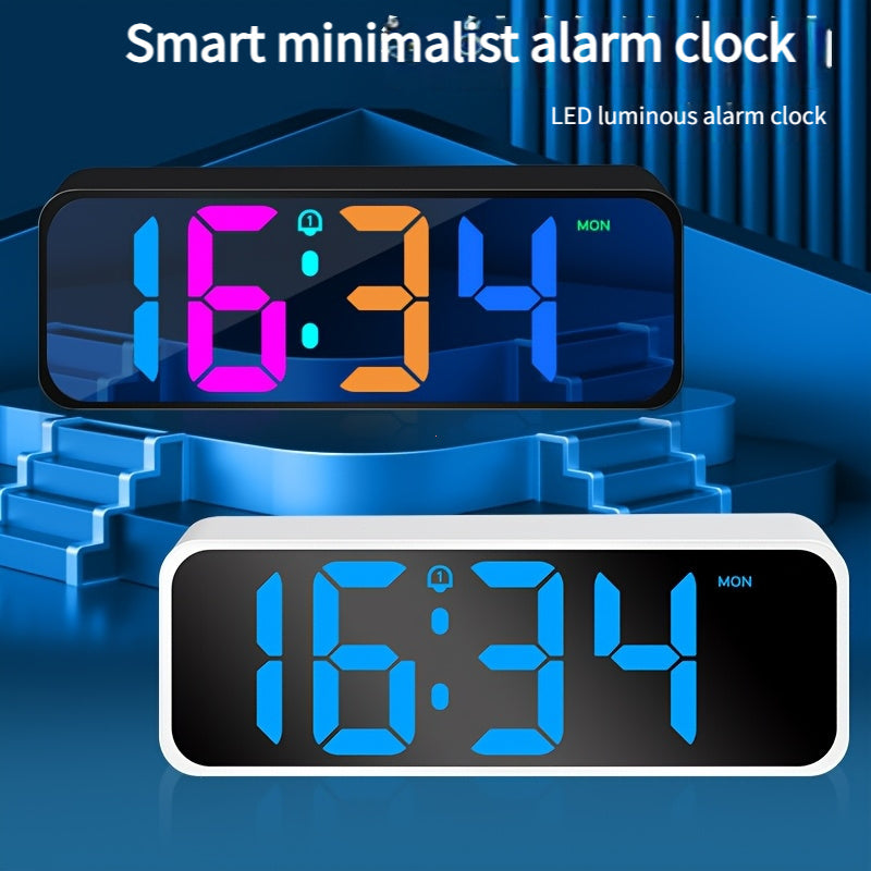 Large-Screen Digital Alarm Clock with Voice & USB Charging Port - 6.5-inch -Friendly Bedside Clock, Snooze, Volume & Brightness Adjustment, USB- (Mains Required) for & visually - Heavy-Duty