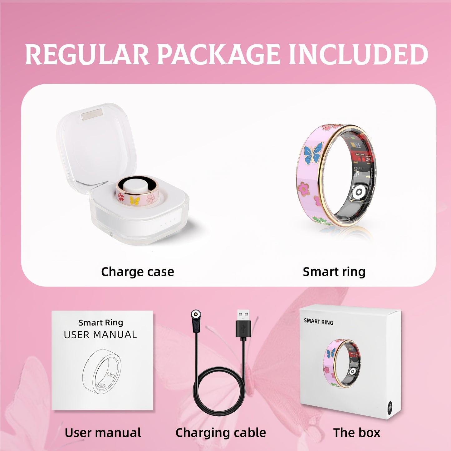 Smart Ring Compatible for Men & Women with Charging Case - Fitness Tracker, Sleep Monitor, Step/Distance/Calorie Counter, Multi-Sport Modes, Magnetic Sync, IP68 Waterproof, Smart, Stylish Ring for Gym & Holiday Gifts